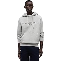 Tommy Hilfiger Uomo Felpa Core Tommy Logo con Cappuccio, Grigio (Cloud Heather)