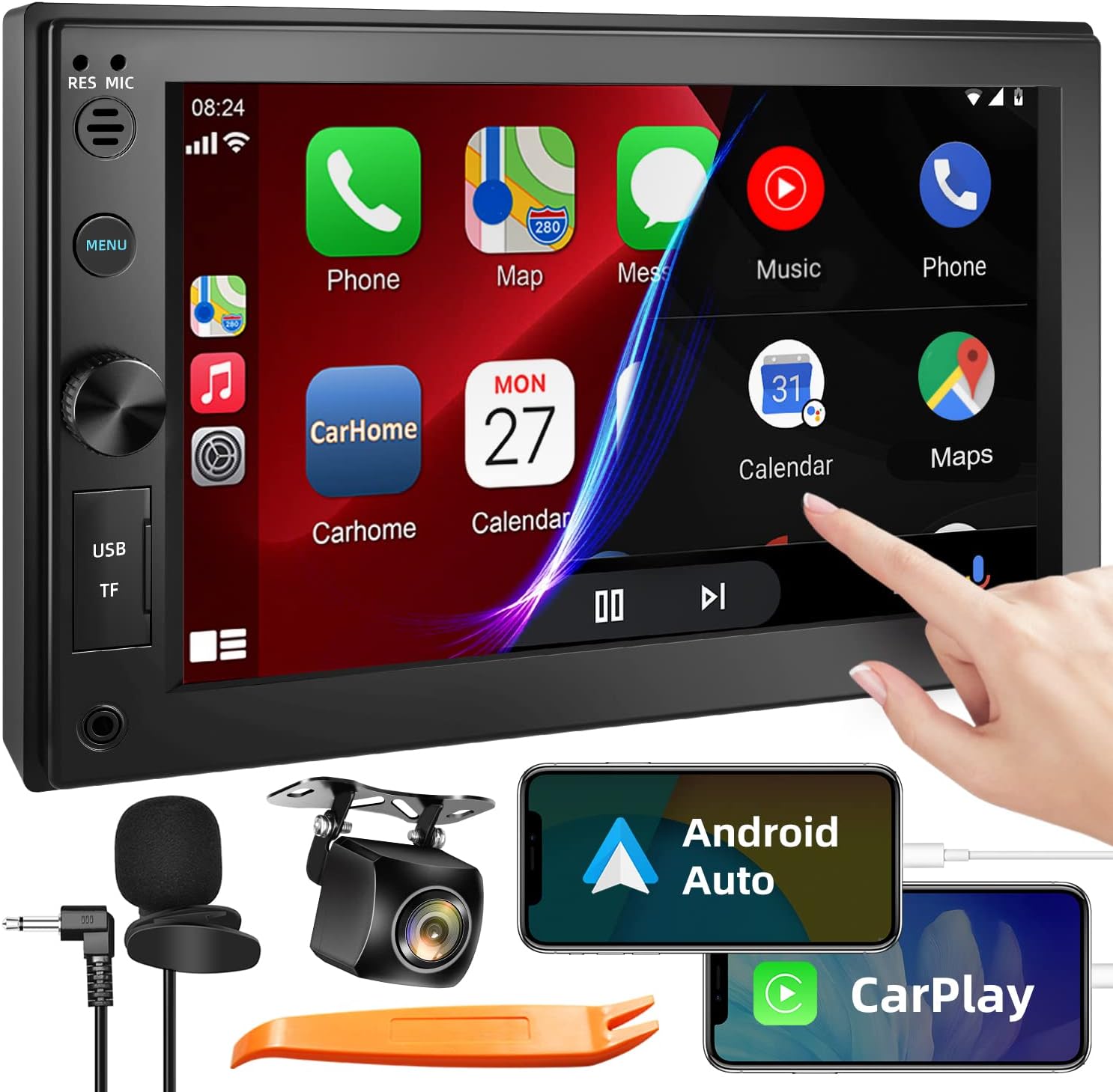 WOWiViD Double Din Car Stereo with CD/DVD Player, Apple CarPlay