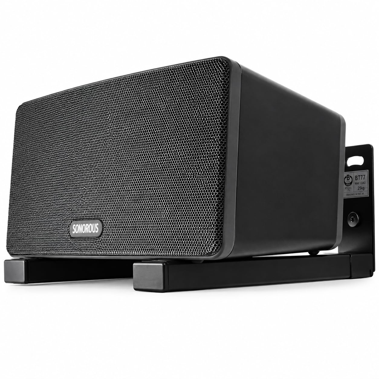 B-Tech BT15 Soporte de Pared para Altavoz Central – Brazos Ajustables 18 a 29 cm – hasta 15 kg – Acabado Negro – Juego de 2 Soportes.
