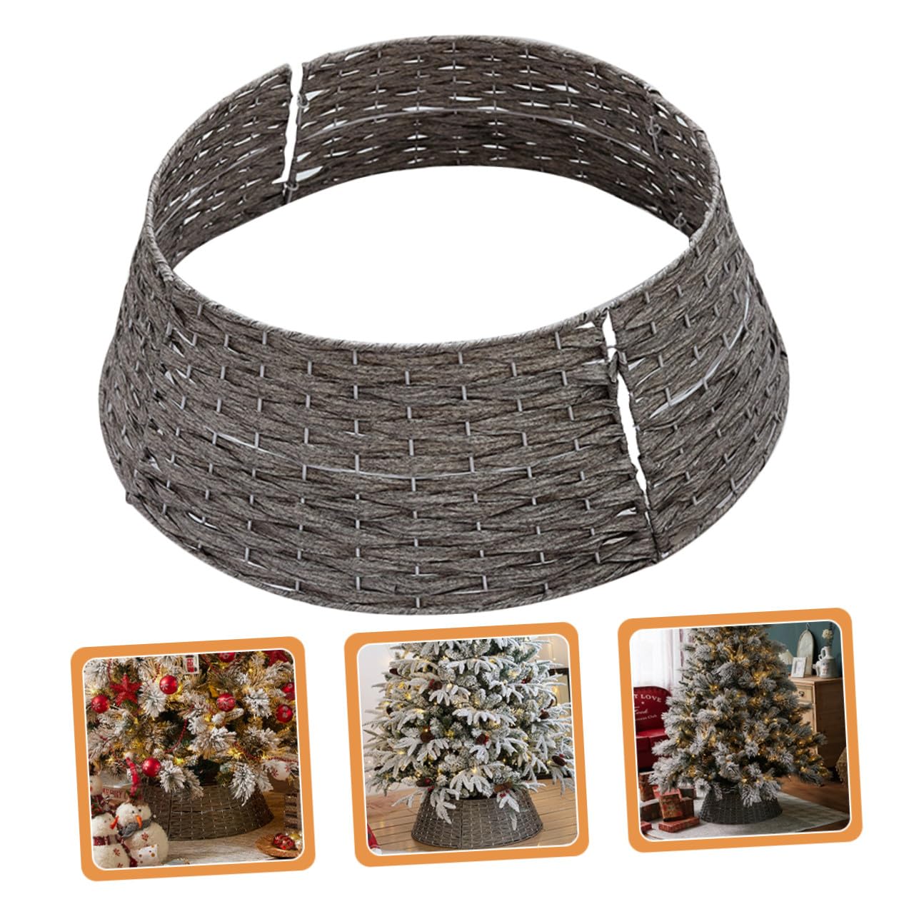 Collar de Árbol Navidad Plástico con Textura Ratán Falda Decorativa para Base Árbol Navideño Resistente para Interiores y Exteriores Decoración Hogar Festivos