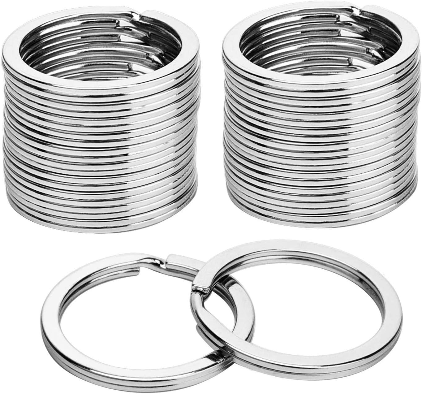 KINGFOREST 100PCS Flat Key Rings 1 Inch