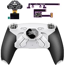 eXtremeRate SPARK Back Paddles Kit for PS5 Controller BDM-010 BDM-020, OLED Display + Clicky Trigger Stops + Ergonomic Rubberized Grips Remappable 4 Back Buttons Set for PS5 Controller - White & Black