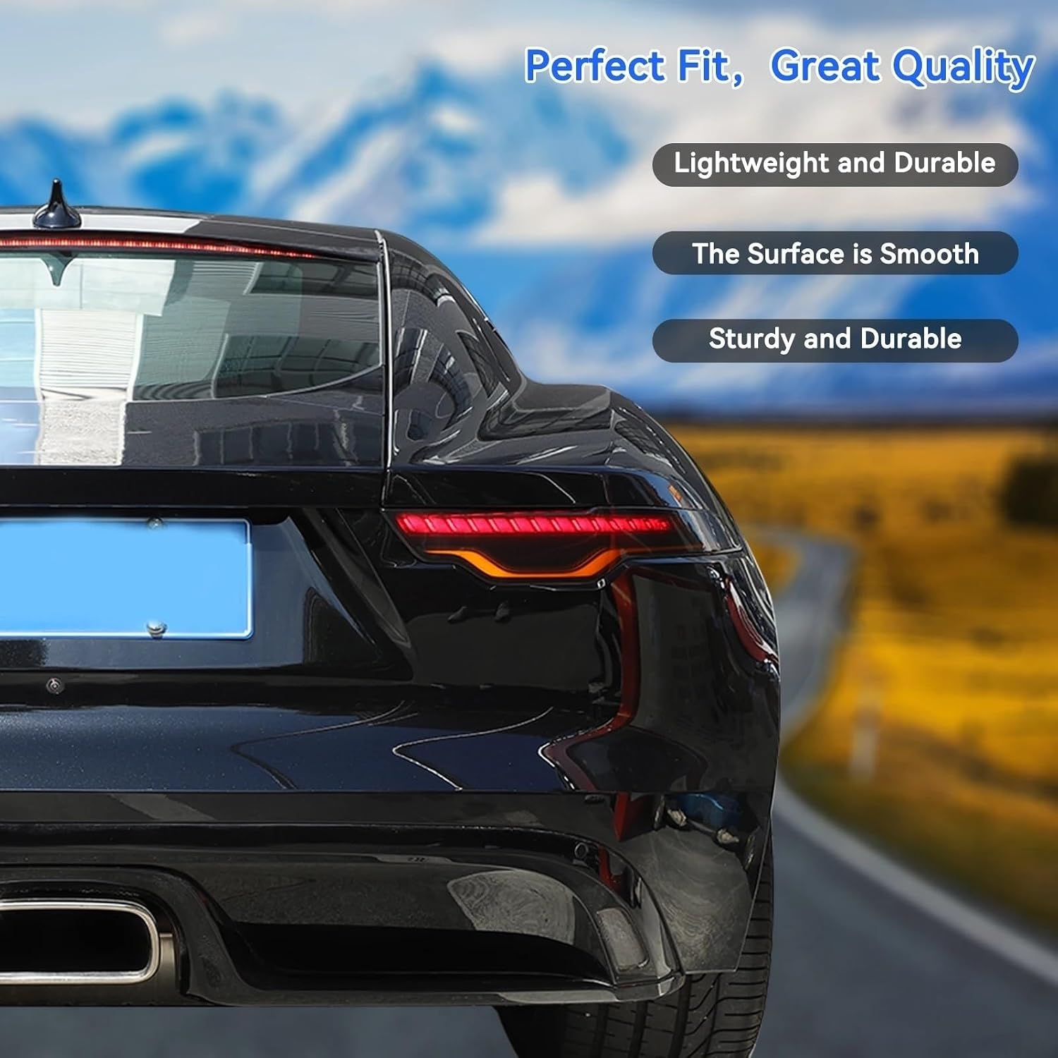 Smoked Black Car Rear Tail Light Decoration Cover Taillight Trim Garnish Lamp Hoods Compatible With Jaguar F-TYPE 2013-2024 Auto Accessories(For F-TYPE 2021-2024)