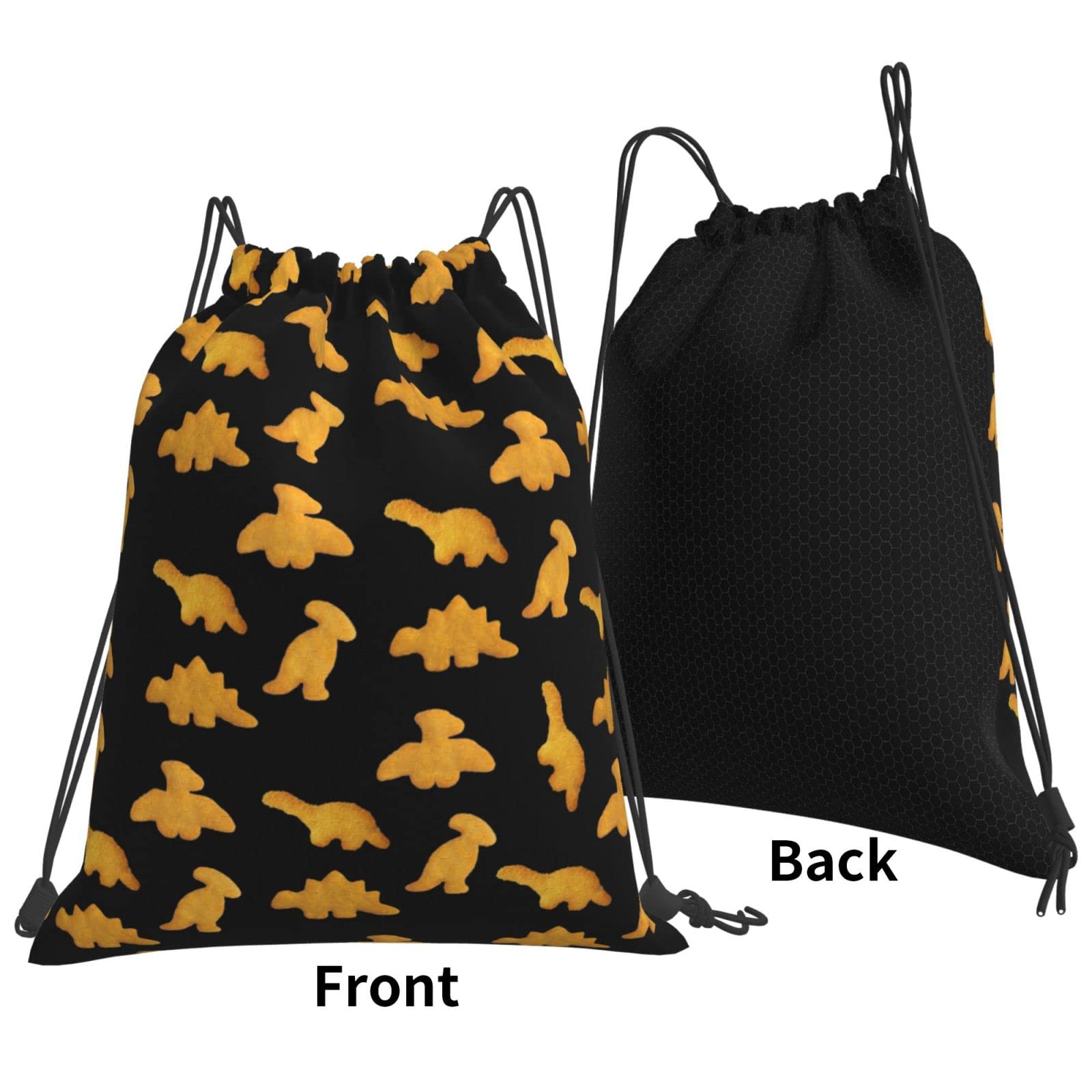 Rqzwdq Cute Dinosaur Chicken Nuggets Drawstring Bag Backpack Gym Bags Sports Sack Shopping Yoga Travel String Daypacks For Men Women Adult