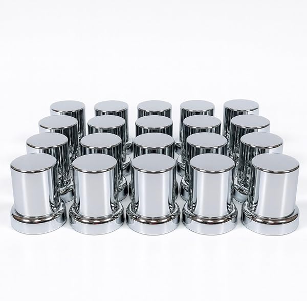 Lezalic ナットキャップ ホイールナットカバー 33mm ISO ABS素材 クロームメッキ 高さ61mm 10穴用 大型トラック ダンプ デコトラ カスタム 汎用品 丸太カバー (20個セット(+予備)) - 1