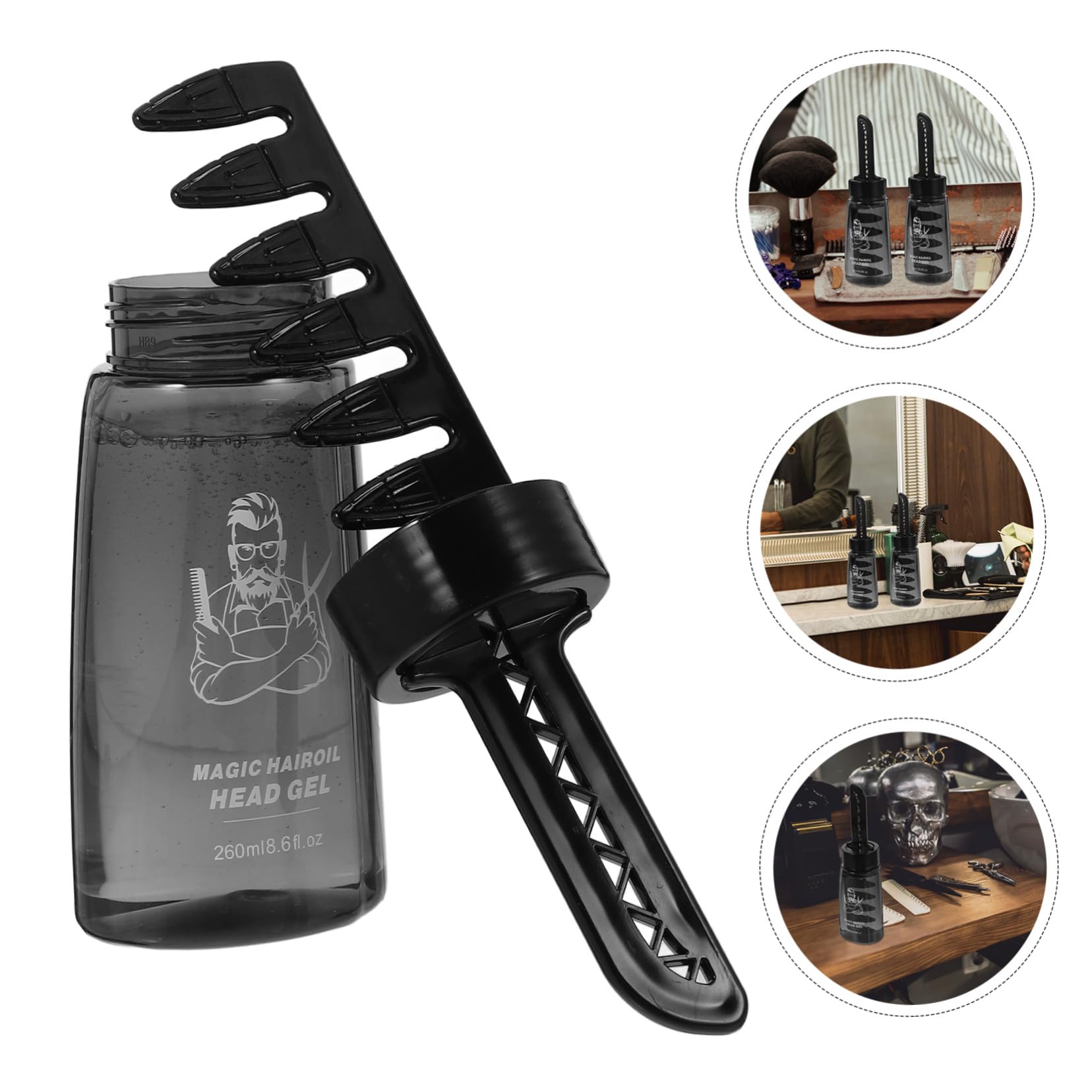 3 Leere Haargel Auftrageflaschen mit Kamm Kunststoff 260ml Leicht für Herren Haarstyling und Lockenpflege
