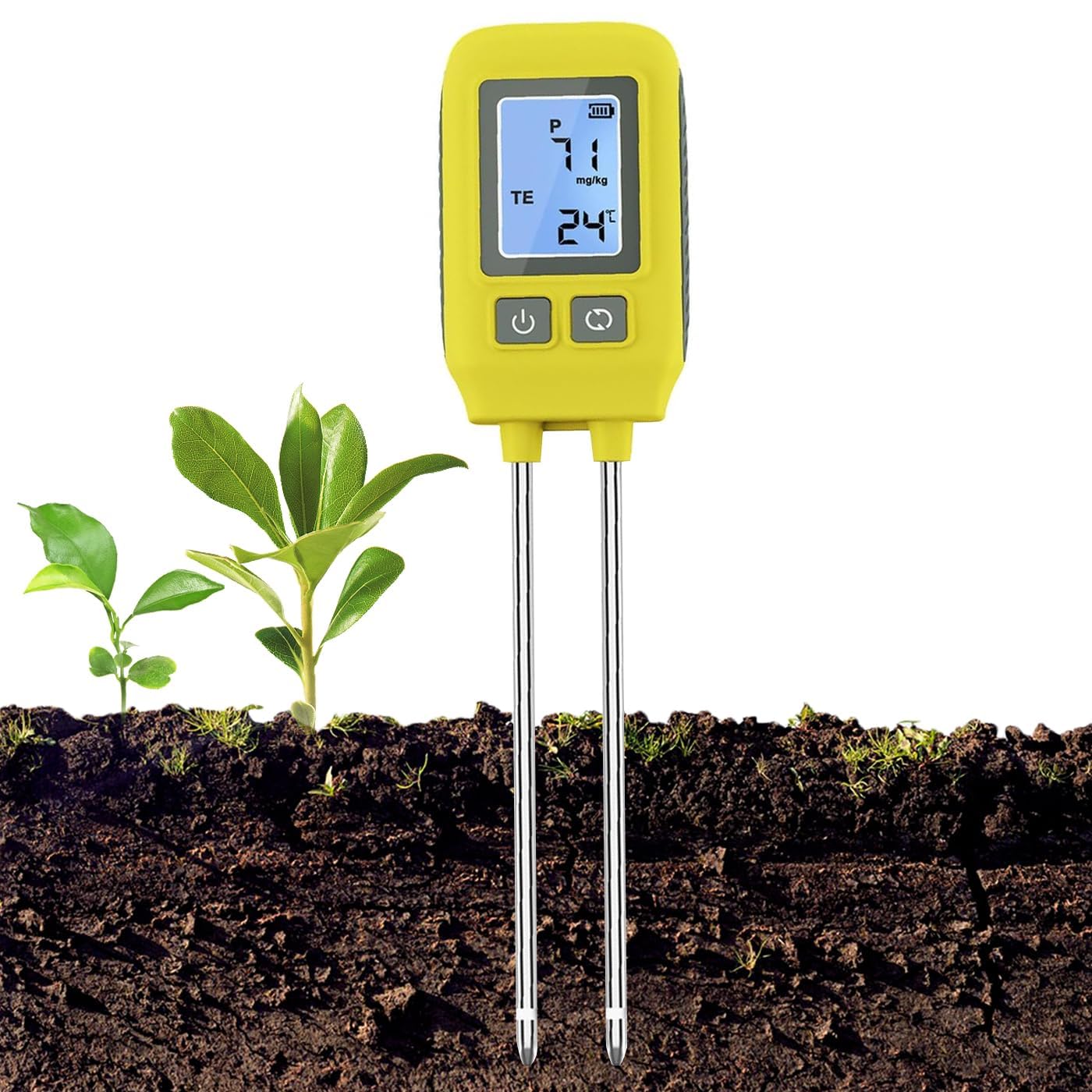4 en 1 probador de Suelo, nitrógeno, fósforo, probador de potasio NPK con Pantalla Digital LCD, medidor de analizador de Suelo para jardinería, césped, Agricultura y Plantas al Aire Libre