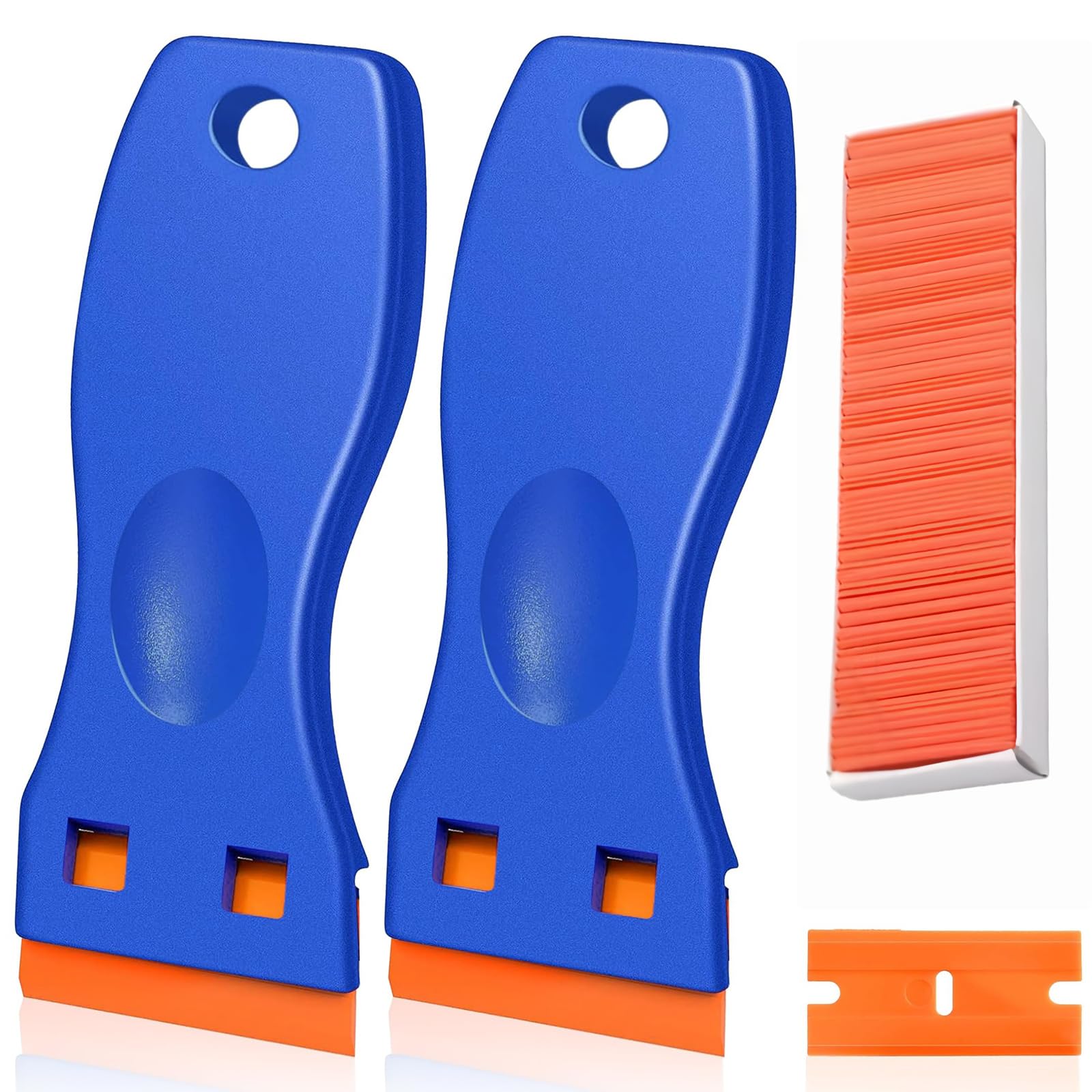 Lvnehal 2Pcs Plastic Scraper,With 100 Plastic Scraper Tool Non Scratch, Multipurpose Plastic Scraper Tool Non Scratch For Cleaning Labels And Decals Of Plastic Razor Blade Scraper
