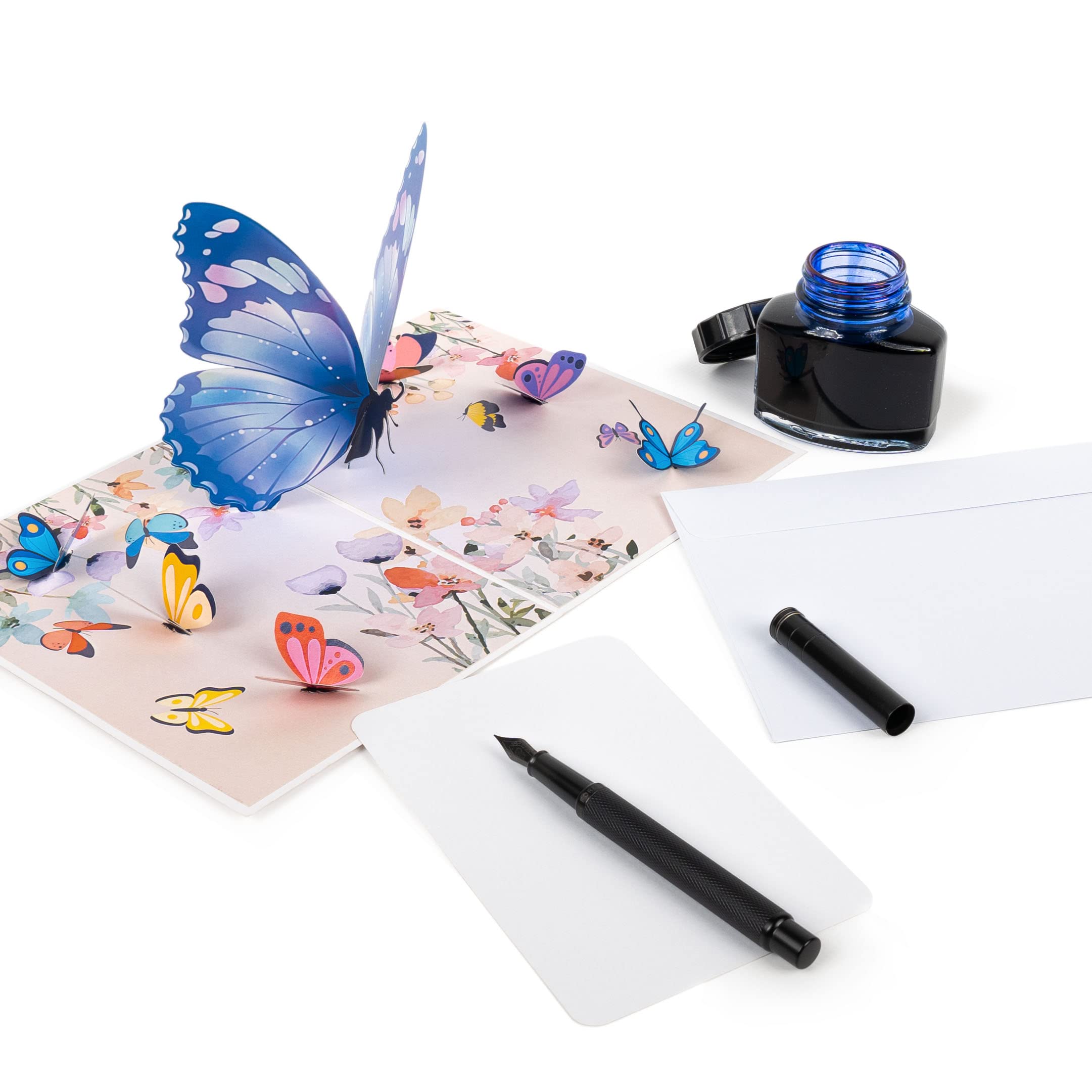 Biglietti Compleanno Stile Acquerello - Con Farfalle E Stelle, 150x150mm, Per Bambini E Adulti - Foto 1