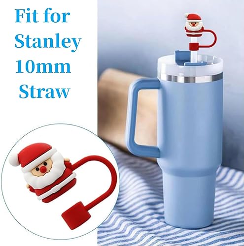 Miniatura 4 de Stanley - Funda de popote para el día de Navidad, tapa de popote para copa Stanley, reutilizable, 0.4 pulgadas, a prueba de polvo, puntas de popote