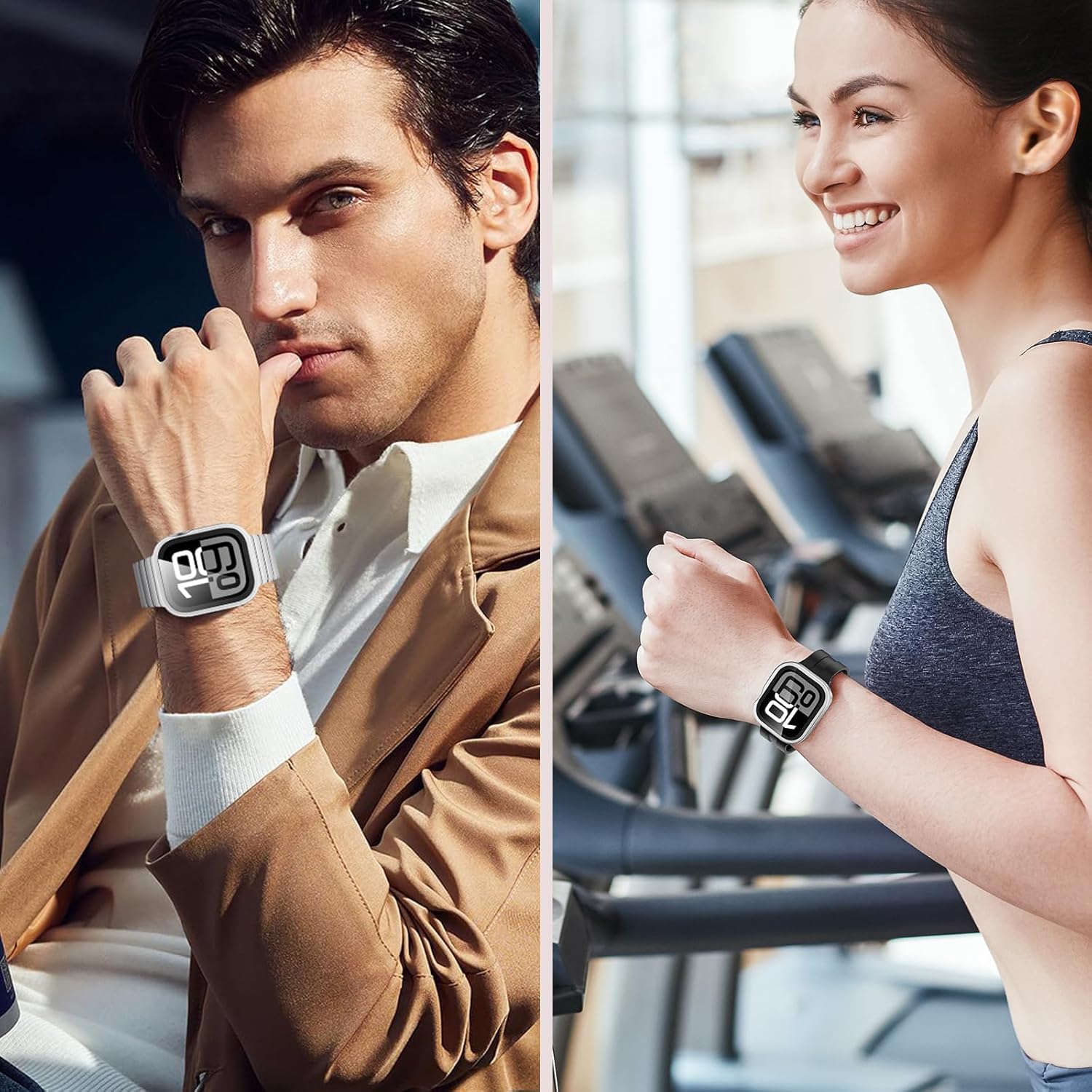 Amizee Metal Case Compatible with Apple Watch Series 11/10 46mm Case with Built-in Screen Protector, Straight Edge Ultra Thin with Back Cover Protective Cover for iWatch 46mm, Silver - Image 8