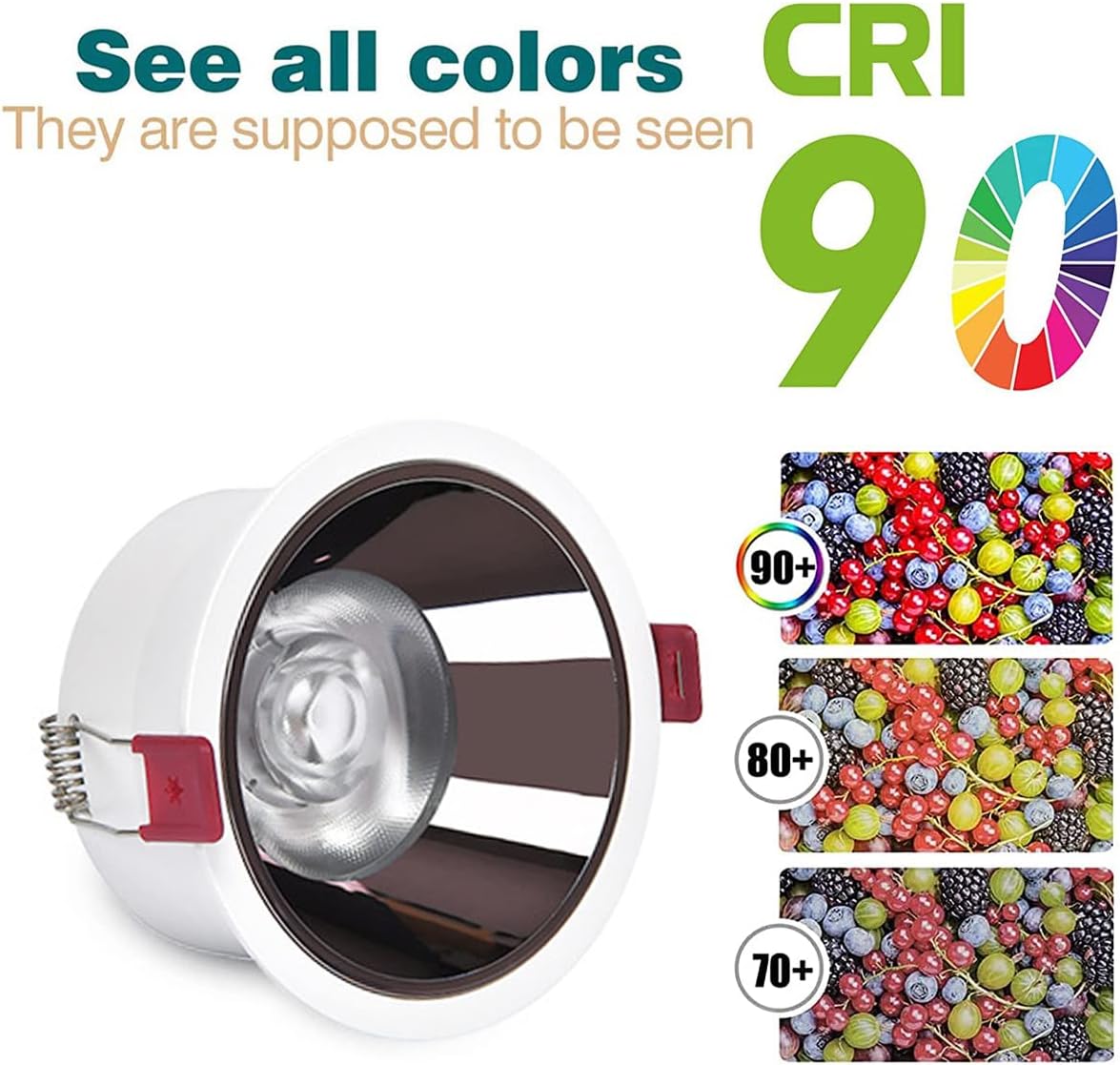 LED Recessed Downlight,COB Recessed Lighting,7W/12W Recessed Spotlight,24° Beam Angle Anti-Glare,CRI90+,Ceiling Spotlight with Transformer,6-Pack