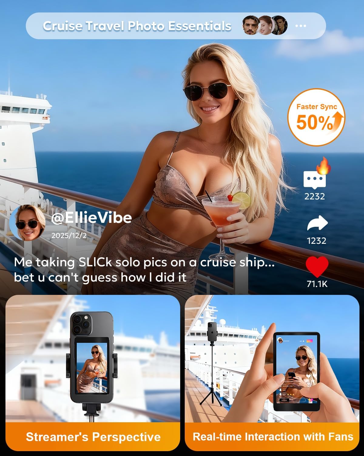 Back Camera Monitor iPhone | Touch Screen Control, Wireless Magnetic Vlog Selfie Monitor Screen for iPhone, Touchscreen Selfie Monitor with Speaker | Zoom Adjustment | Manual Focus for TikTok YouTube