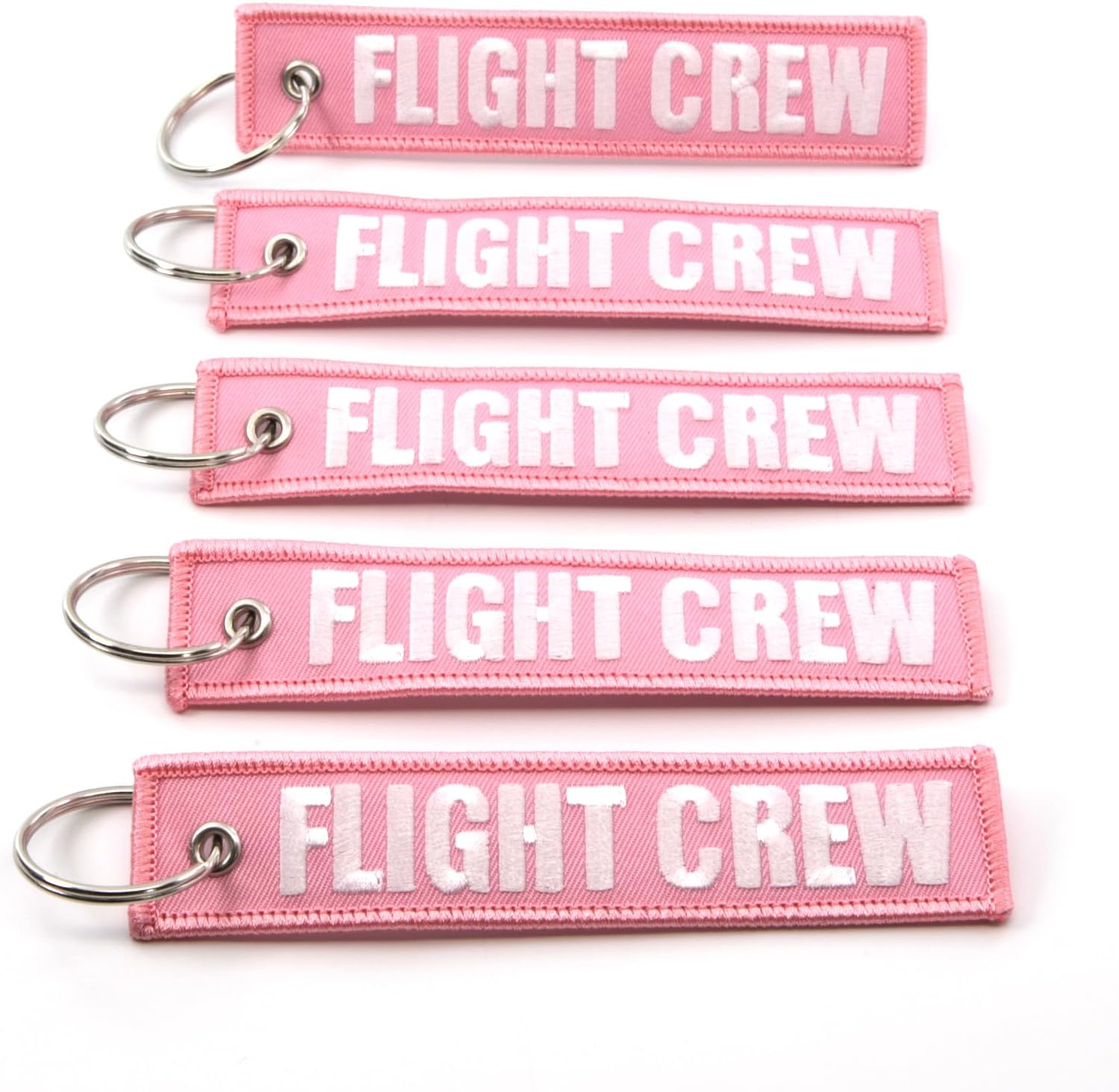 Rotary13B1 FLIGHT CREW Key chain/Jet Tag - Pink fabric with WHITE embroidery keychain Luggage Tag