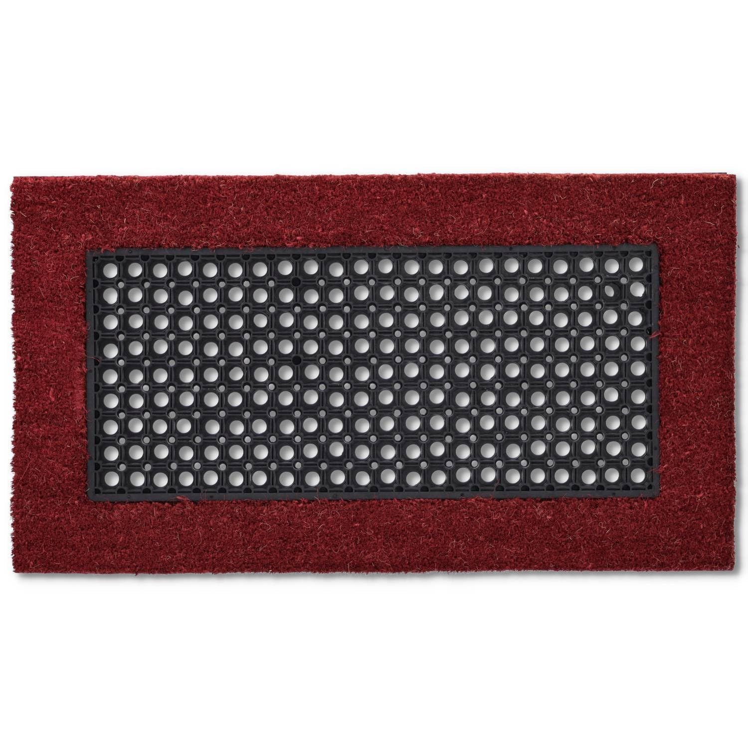 Paillasson coco extérieur 50x90 grand tapis entrée caoutchouc rouge
