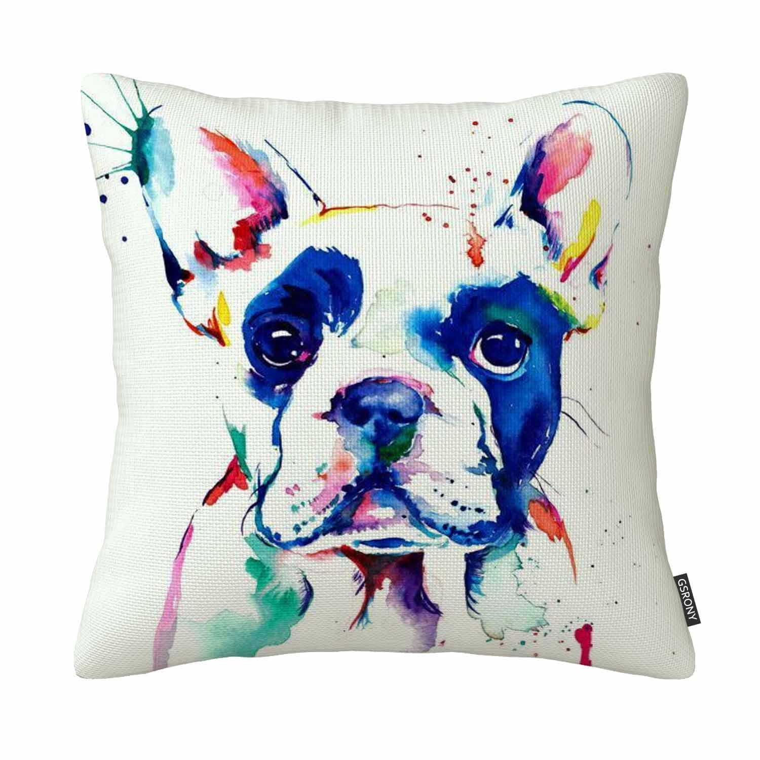 Gsrony Yellow Puppy Throw Pillow Covers Dog Art Watercolor Cushion Pillow Case Home Decor Pillowcase 18X18 Inches