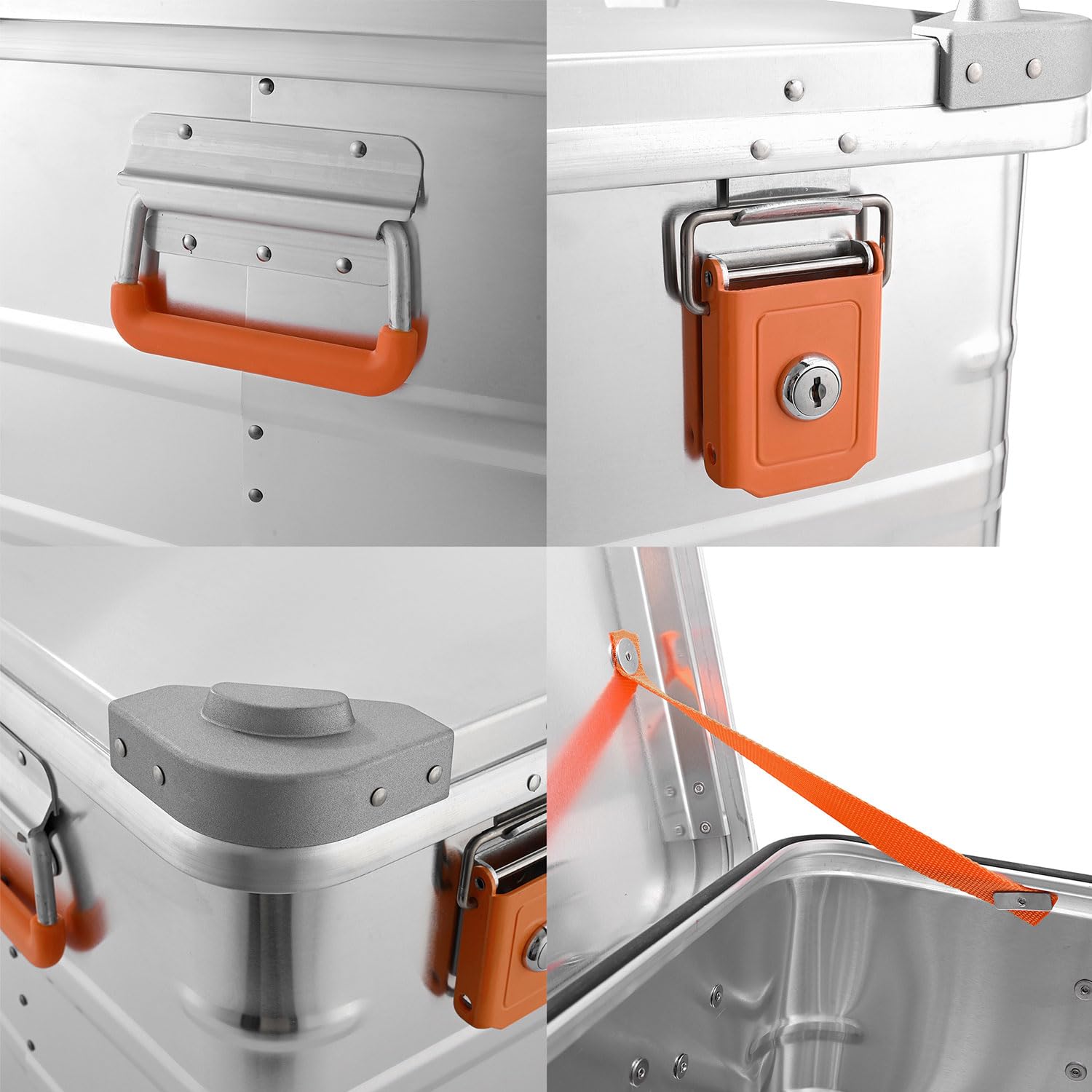 Alubox Alukiste abschließbar ES47 - Premium Aluminium Lagerbox 47 Liter mit Schaumstoffmatten Würfelschaum - Deckel mit Aluminium Druckguss Stapelecken und Gummidichtung - inklusive Schlösser