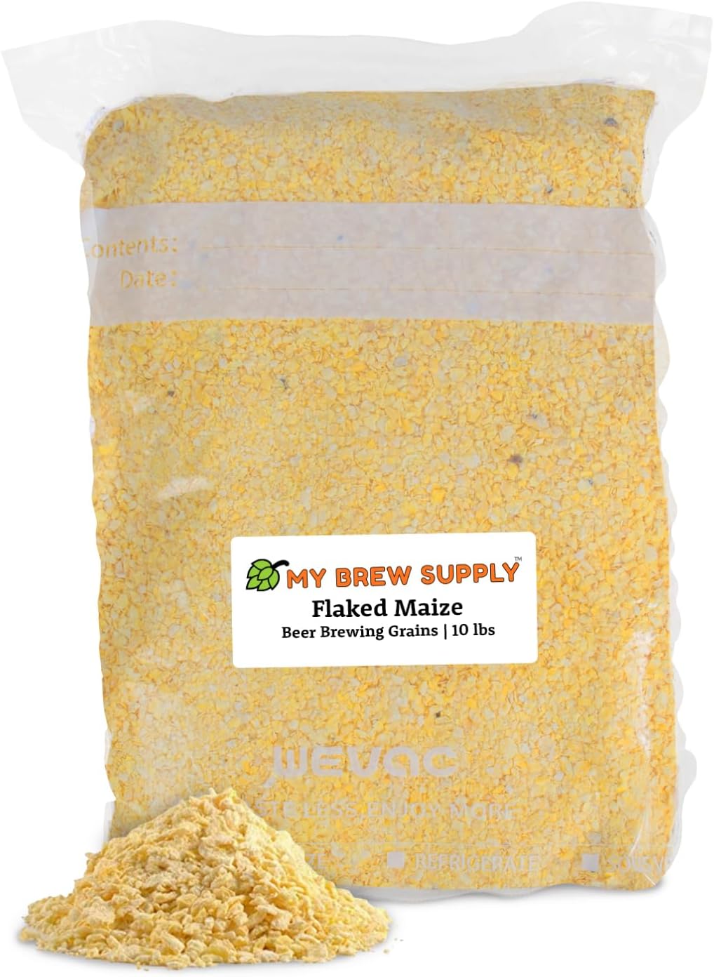 My Brew Supply Flaked Maize/Flaked Corn Beer Making Grain | Brew Your Own Light-Style American Pilsners with Corn Grains | Grown in The United States | 10lb (2L) Crushed Grain