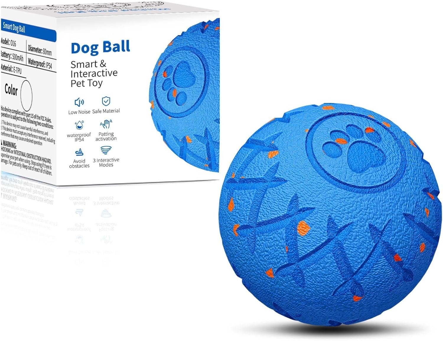 Interactive Dog Ball, Automatic Moving, Bouncing and Rotating, Silent Foam Material, IP54 Waterproof Rating, Smart Active Rolling, Stimulation Toys for Medium and to Keep Them Busy (Blue)