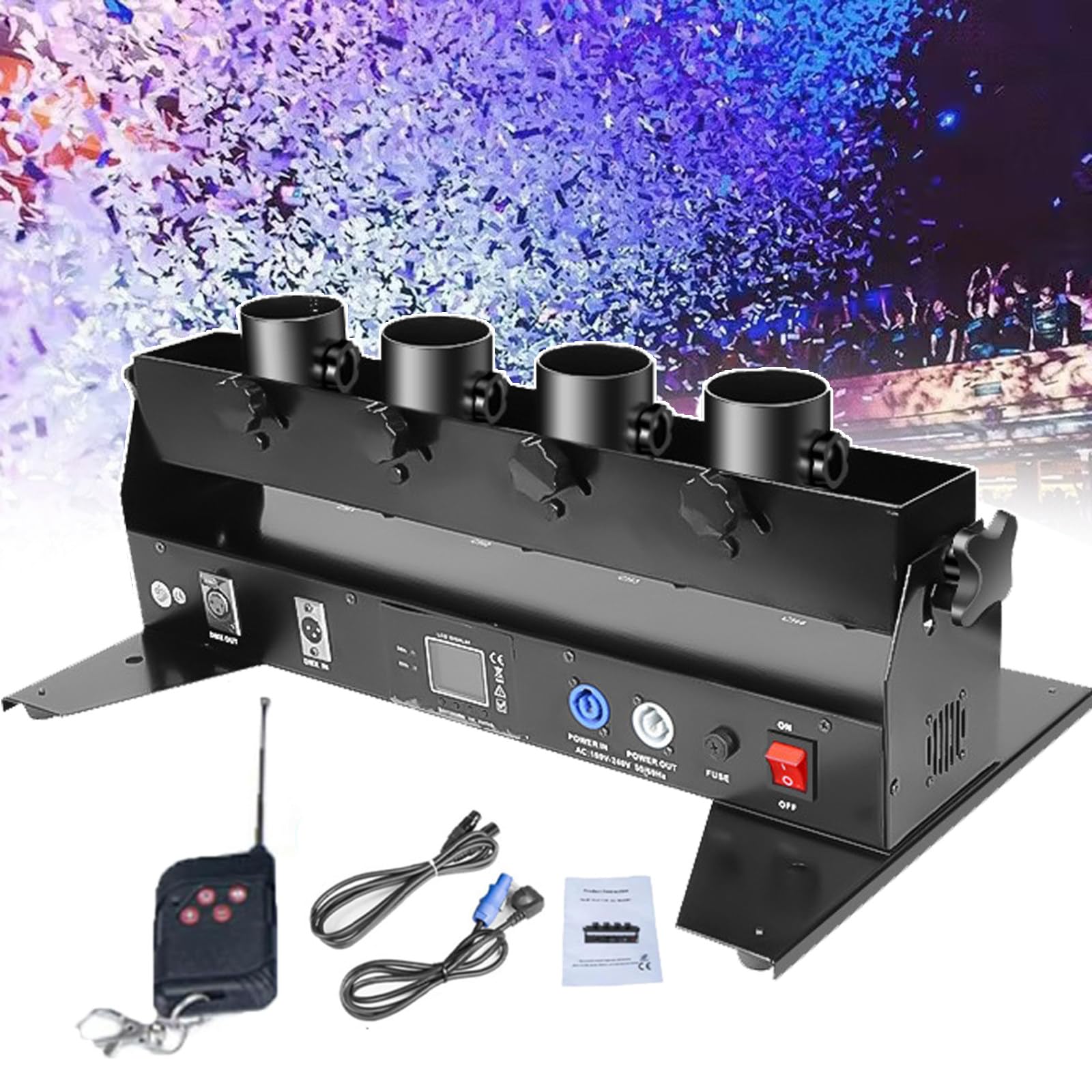 Whfklca Multicolor Portable 4-Shot Confetti Machine,Spray Distance: 8-10 Meters