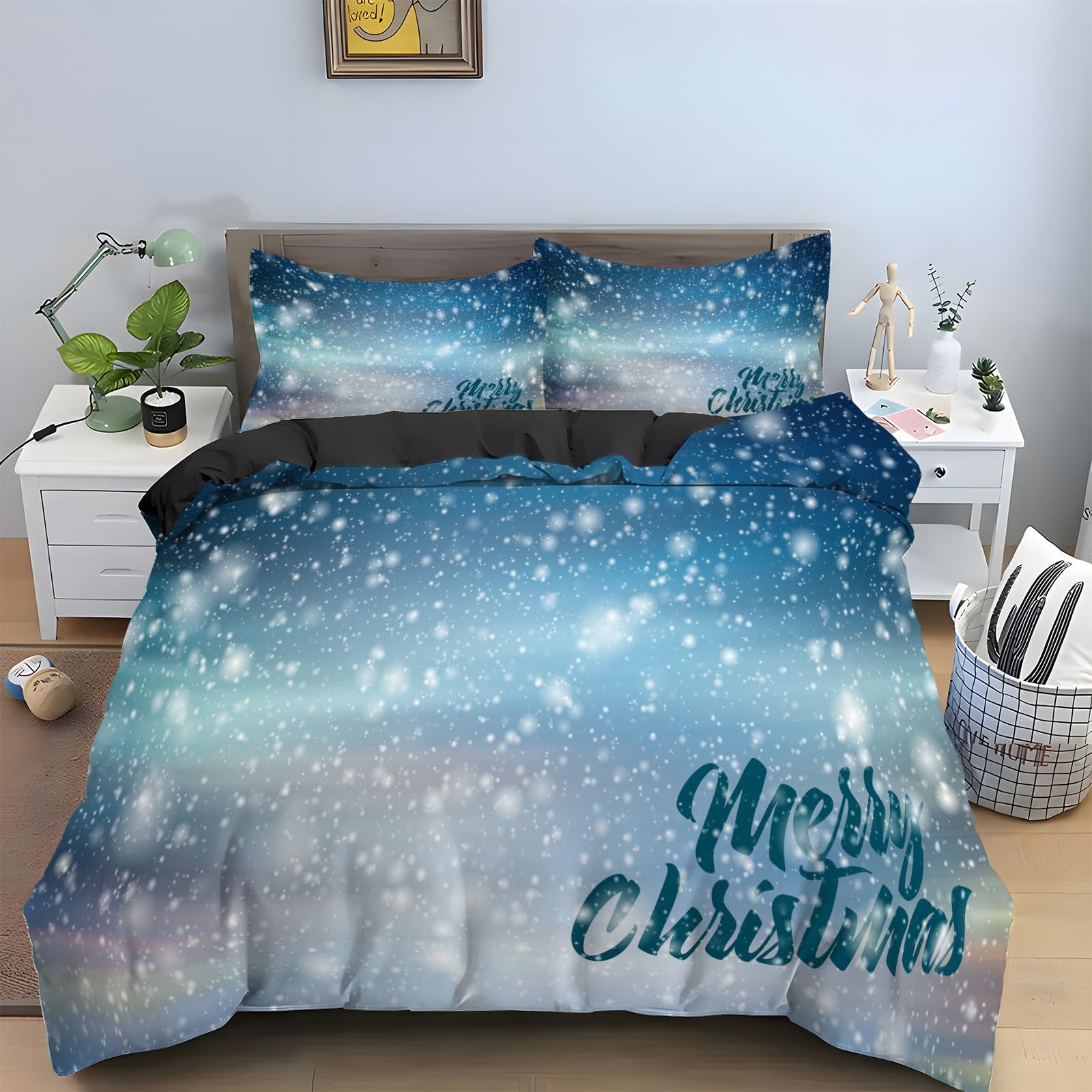 Housse de couette 220x240 flocon de neige en microfibres de qualité supérieure