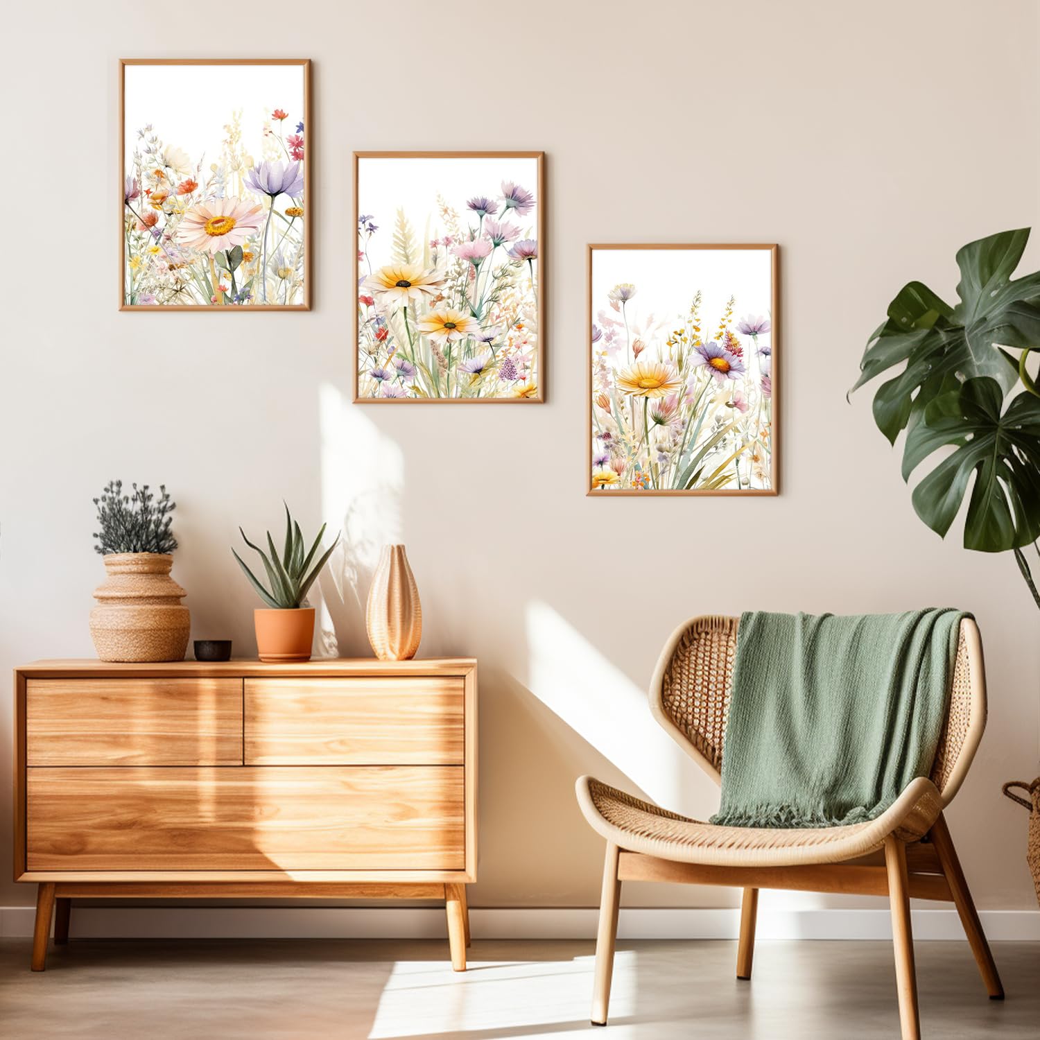 Dazzlewall 3Pcs Wildflower Wall Art Modern Floral Prints - Image 4