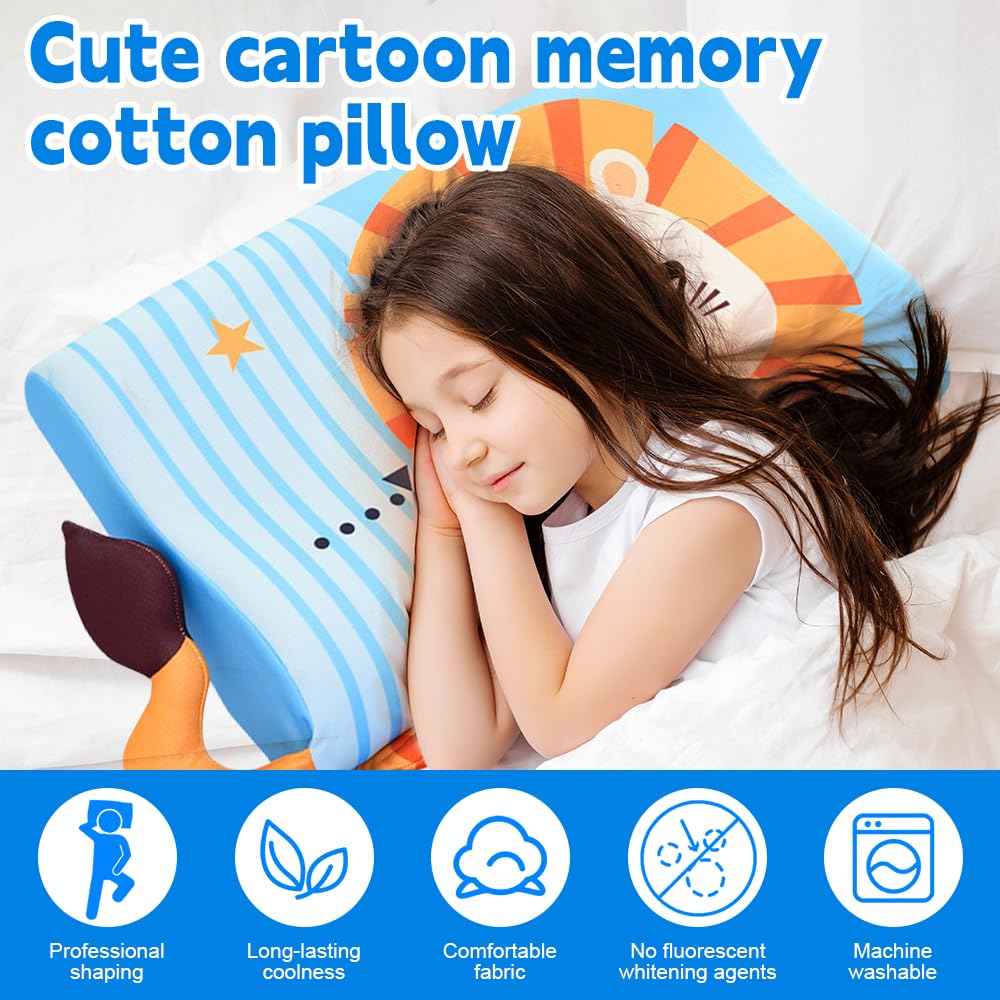 Oreiller Enfant, 45 x 27 x 6 cm Coussin pour Enfant, Respirant, Confortable, Détachable, Oreiller Ergonomique Enfants, CoussinEnfants, Coussin Bebe pour Enfants à Aartir de 3 Ans
