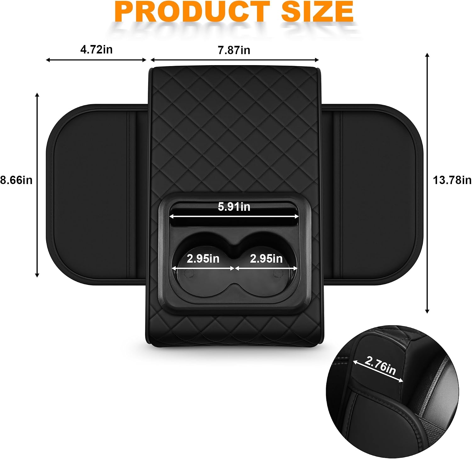 Armrest Cover for Car Fit for Jeep Wrangler - Center Console Cover with Cup Holders and 2 Storage Pockets(Black)