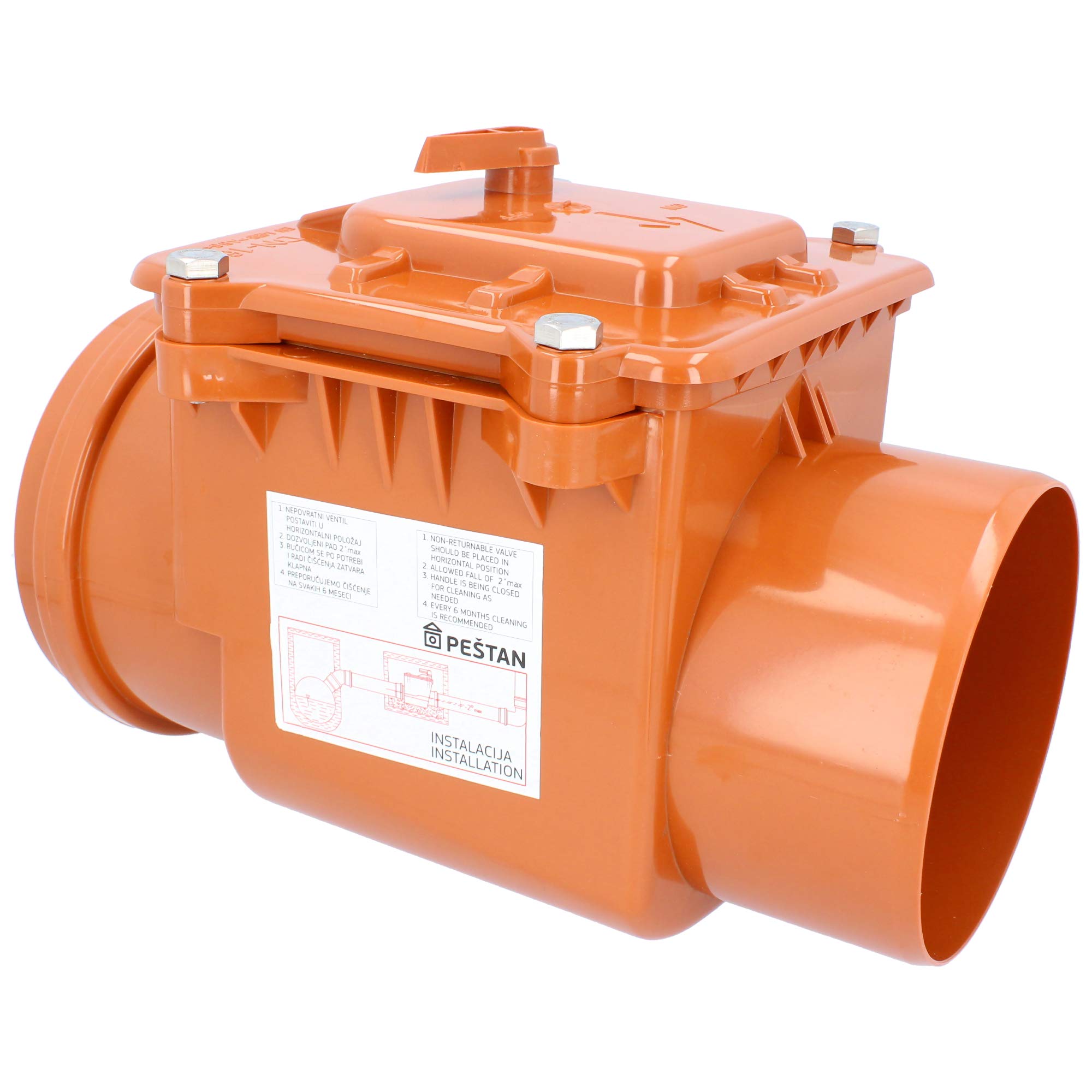 PEŠTAN - Tapón antirretorno Ø DN 200, color naranja