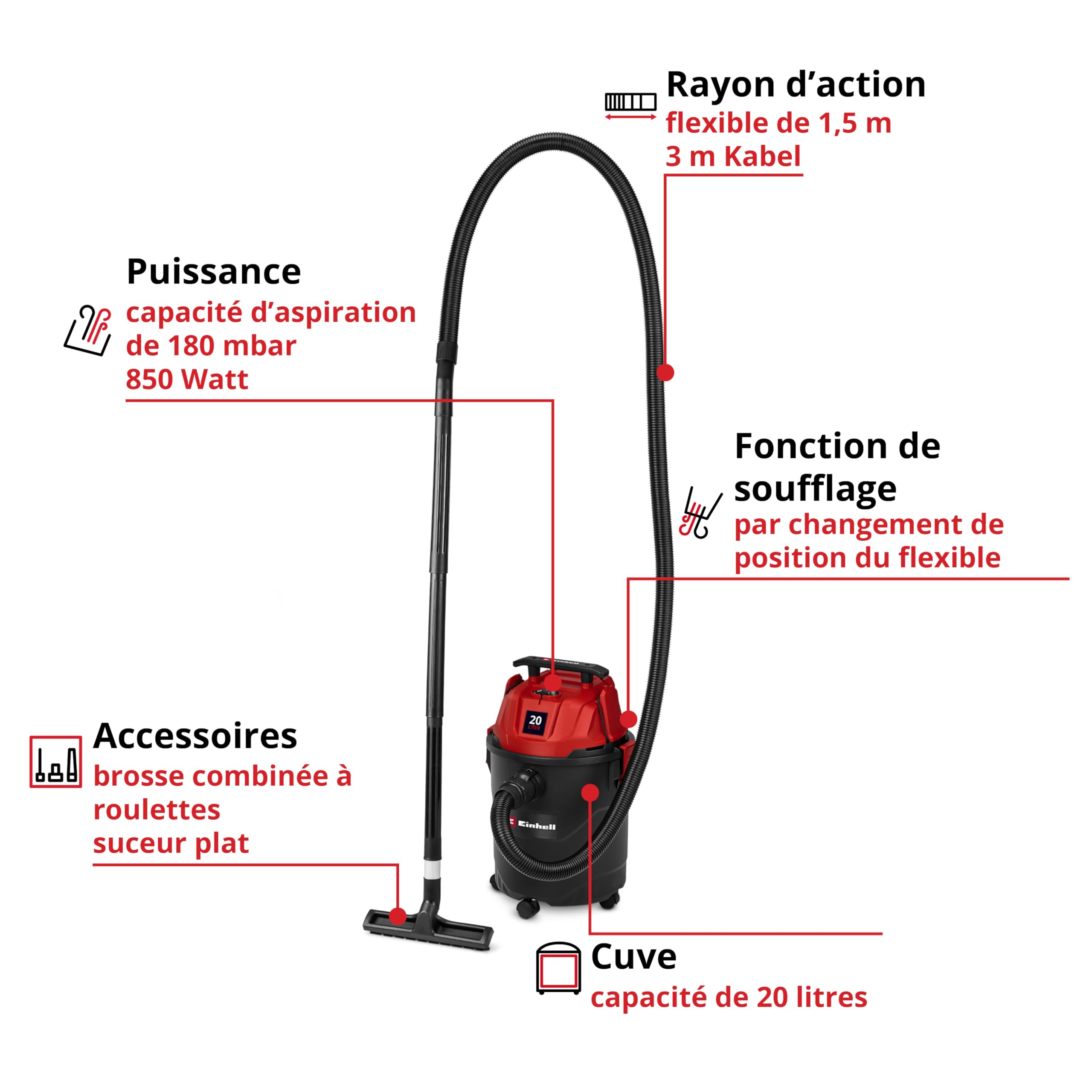 Einhell Aspirateur Eau et poussière TC-VC 2045