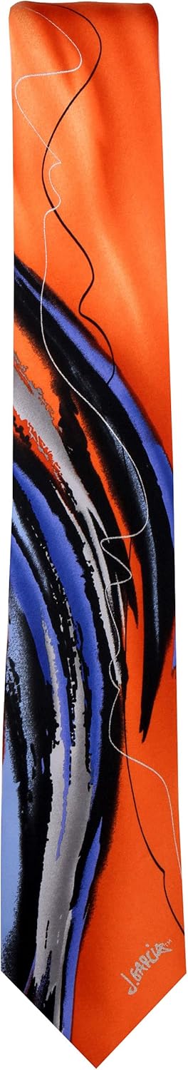 JG-9469 - Jerry Garcia Mens Necktie Ties,Orange Blue Gray,One Size