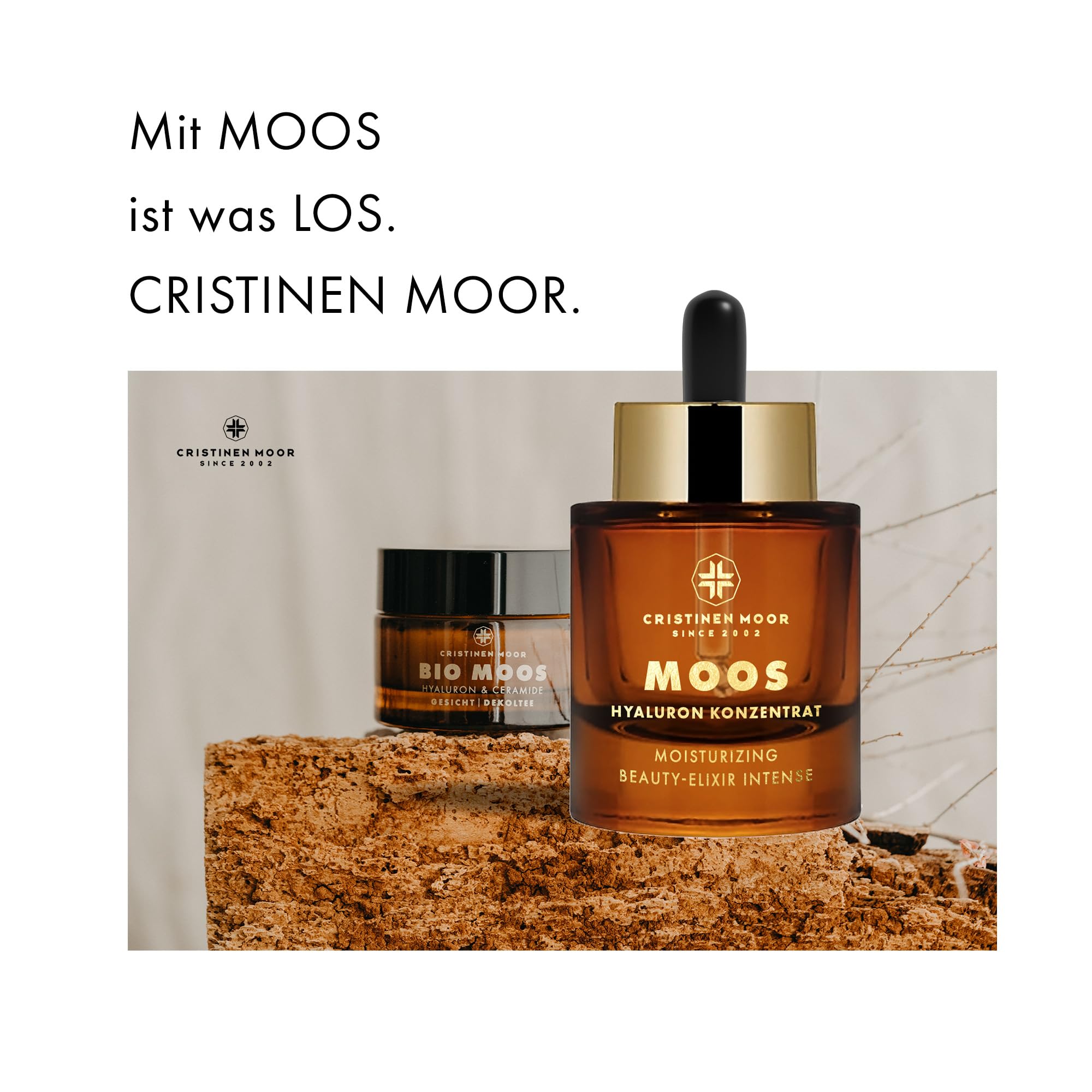 Cristinen Moor Set Moos Salbe 50 ml + Moos Hyaluron Konzentrat 30 ml I Anti Falten Pflegeset für die tägliche Pflegeroutine I Naturkosmetik