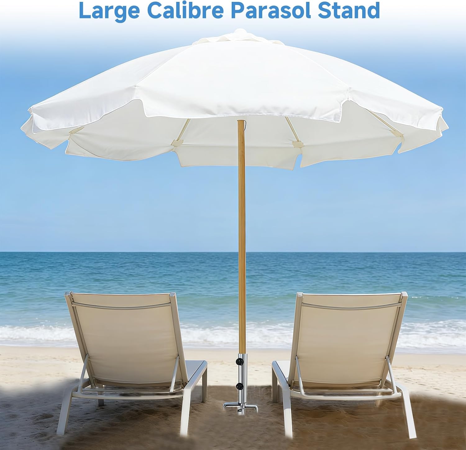 Beach Umbrella Base,Beach Umbrella Sand Anchor with 4 Forks,Heavy Duty Metal Ground Grass Auger Holder Stands with Storage Bag for Beach Grass Sand