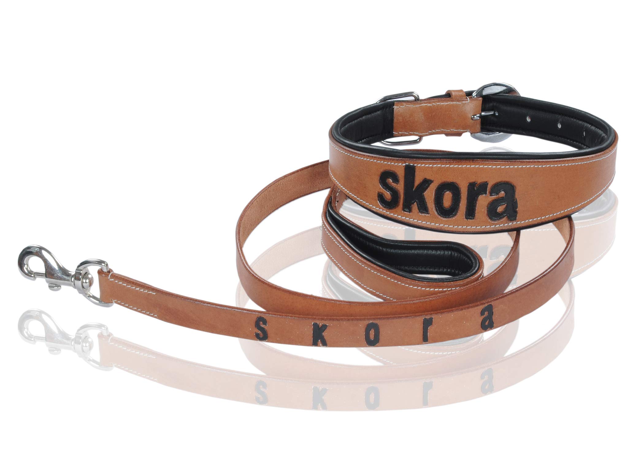 Skora Collars - Padded Leather Dog Collar, Custom Handmade Hand Tooled (Large) (B07F48FNPQ) Amazon Price History, Amazon Price Tracker