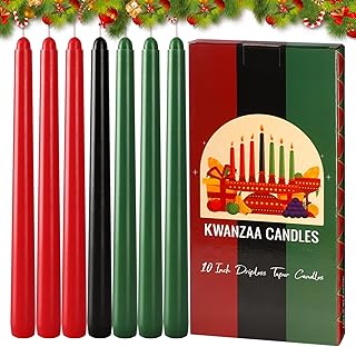 7 Pcs Dinner Candles Christmas Tapered Candles Red Green Table Decoratio...