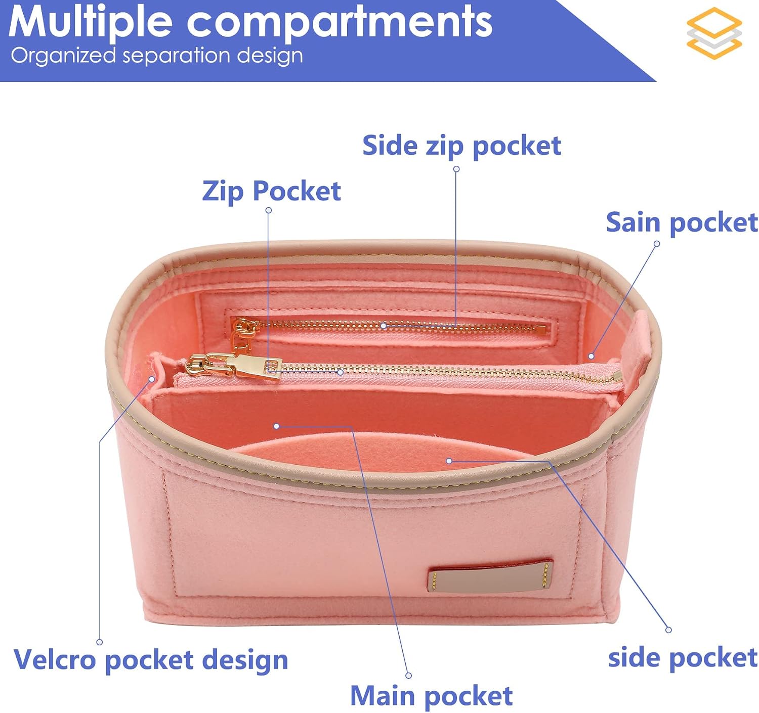 Doxo Felt Purse Organizer Insert for LV Speedy 20, Alma BB, Noe, Pink image 5