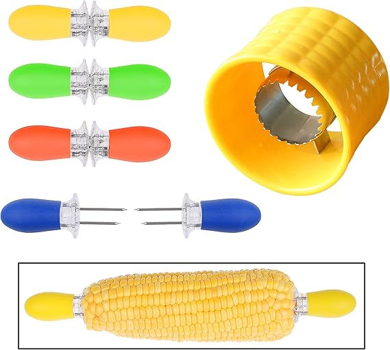 1x Corn Stripping Tool and 8x Corn Holder Pins Corn on