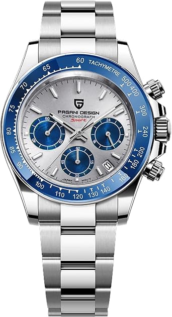 Pagani Design Mens Sapphire Glass Chronograph Stainless Steel Waterproof Luminous Watch Japanese Movement Men Quartz Watch for Men
