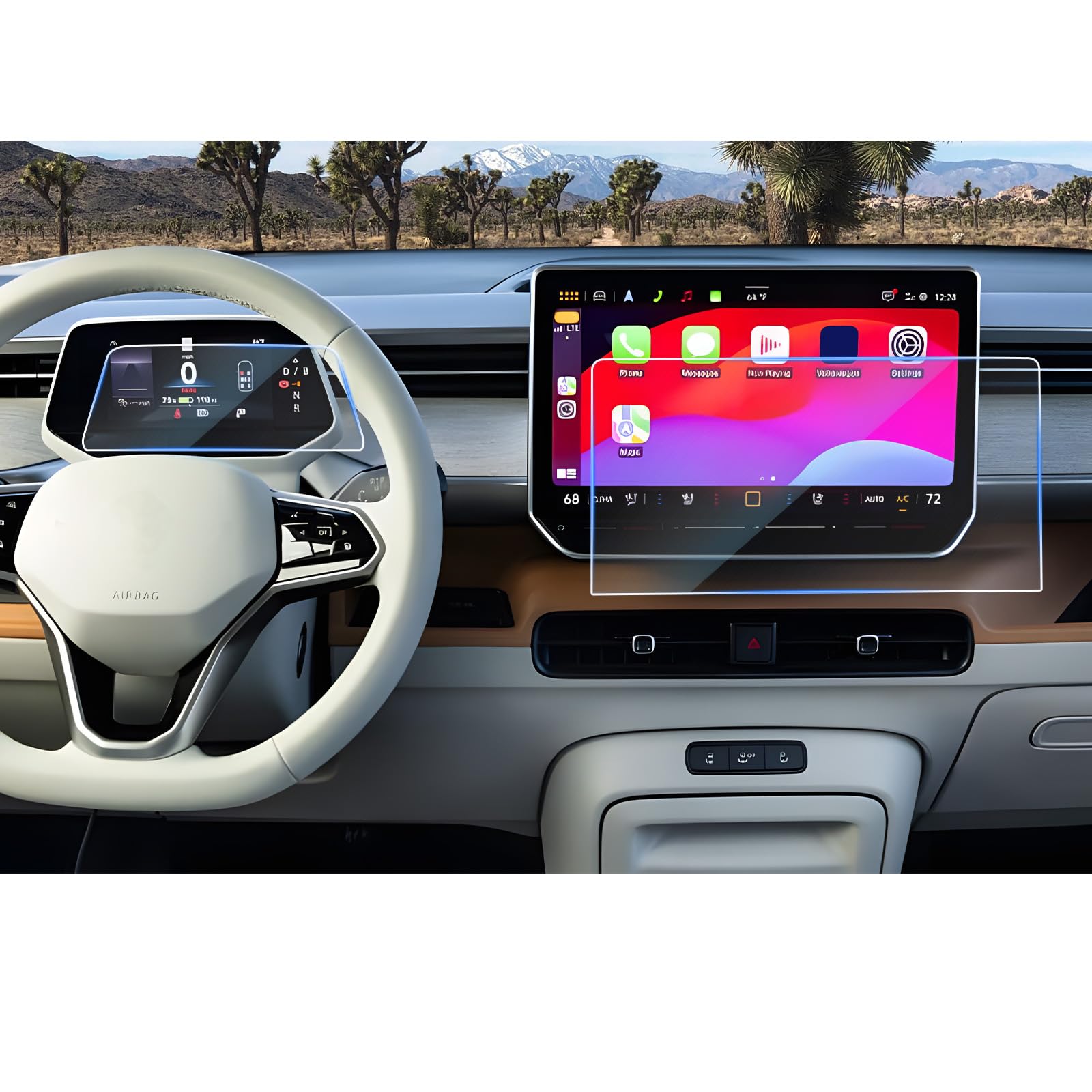 CDEFG Kompatibel mit VW ID.3 ID.4 ID.5 ID.Buzz/Cupra Born 2024 2025 2026 12,9 Zoll Navigation + 5,3 Zoll Digital Cockpit Tempered Glas Schutzfolie Displayschutzfolie id3 id4 id5 Zubehör 2 Stück