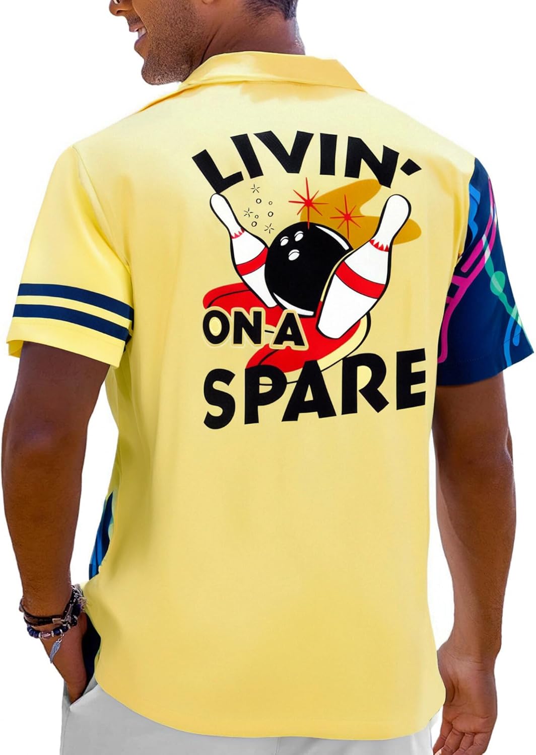 Hawaiian Bowling Shirts Men Retro Funny Sport Bowler Shirt Beach Summer Tee Tropical Vacation Button Down Short Sleeve Tops - Image 2