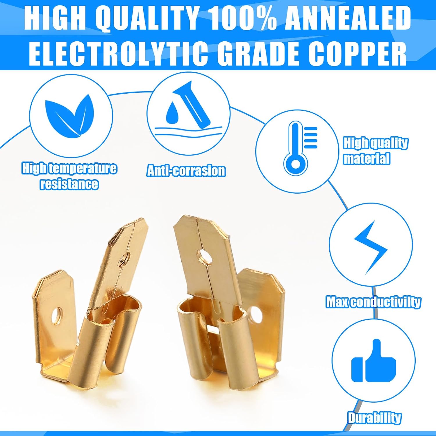 Tellegloww 25 Pcs Piggyback Spade Connectors 3-Way Dual Male to Female