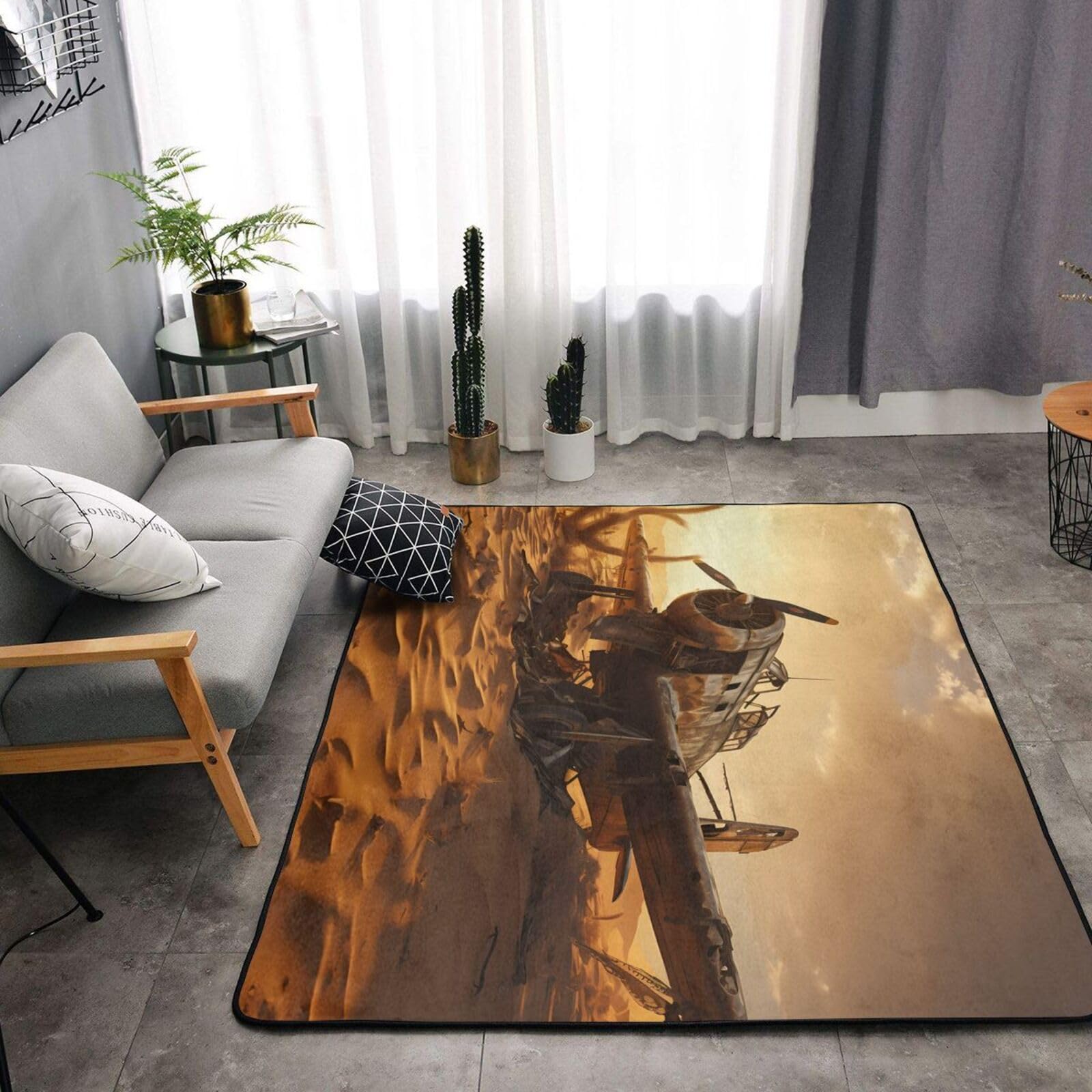 Tappeti, tappeti per soggiorno, tappeto runner tappeto antiscivolo tappeto da gioco tappeto da gioco 160 x 122 cm vecchi aeroplani rotti. stampa