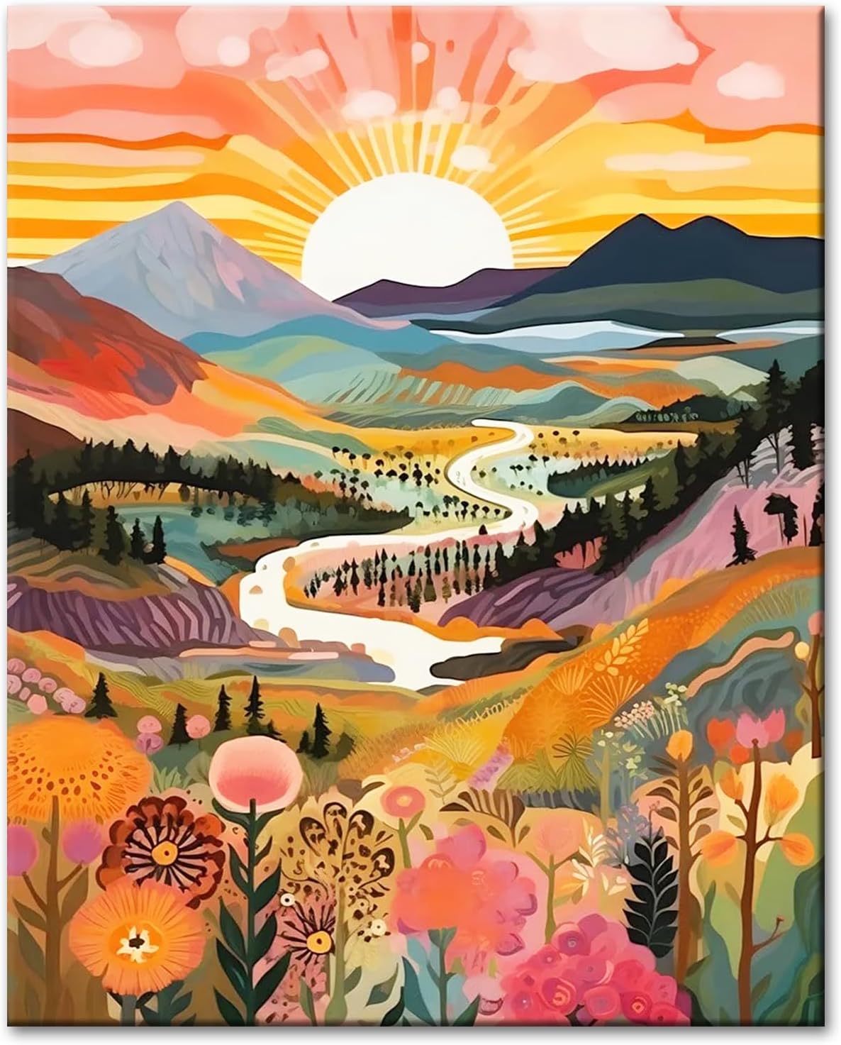 yalkin paint by numbers adults paint by numbers diy landscape with brushes and acrylic paints hand painted oil painting canvas for home decor without frame 40 x 50 cm
