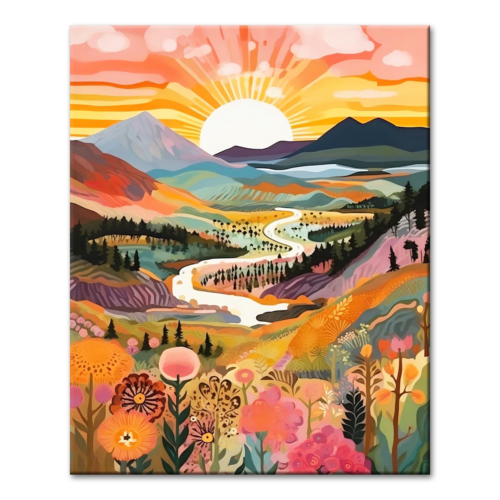 YALKIN Paint by Number for Adult Kits, DIY Oil Painting by Number Kits on Canvas for Adults Beginners for Home Wall Decor 12X16 Inch, Without Frames