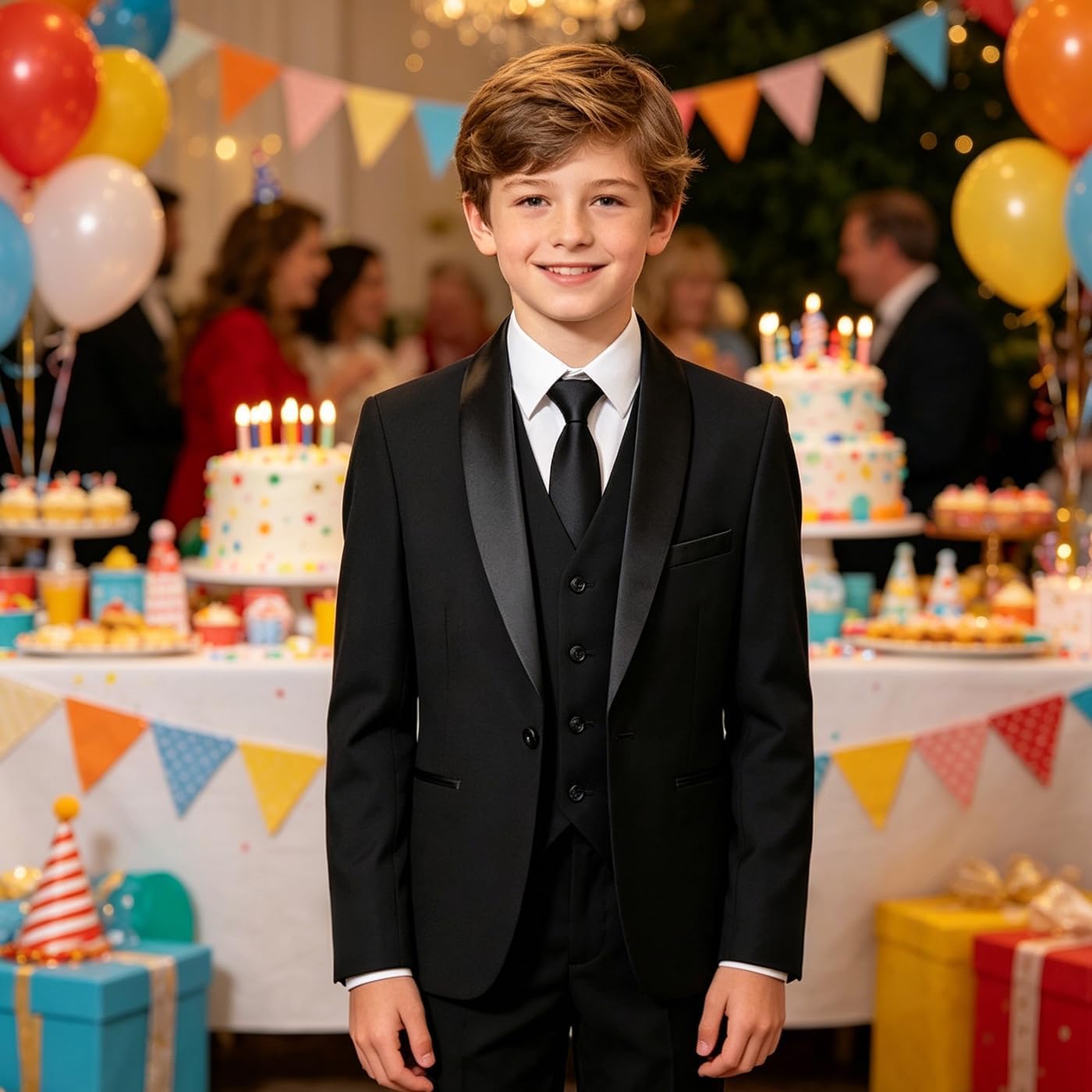 Boys Suit for Toddler Tuxedo Kids Formal Suits Set 5 Pieces Wedding Outfit