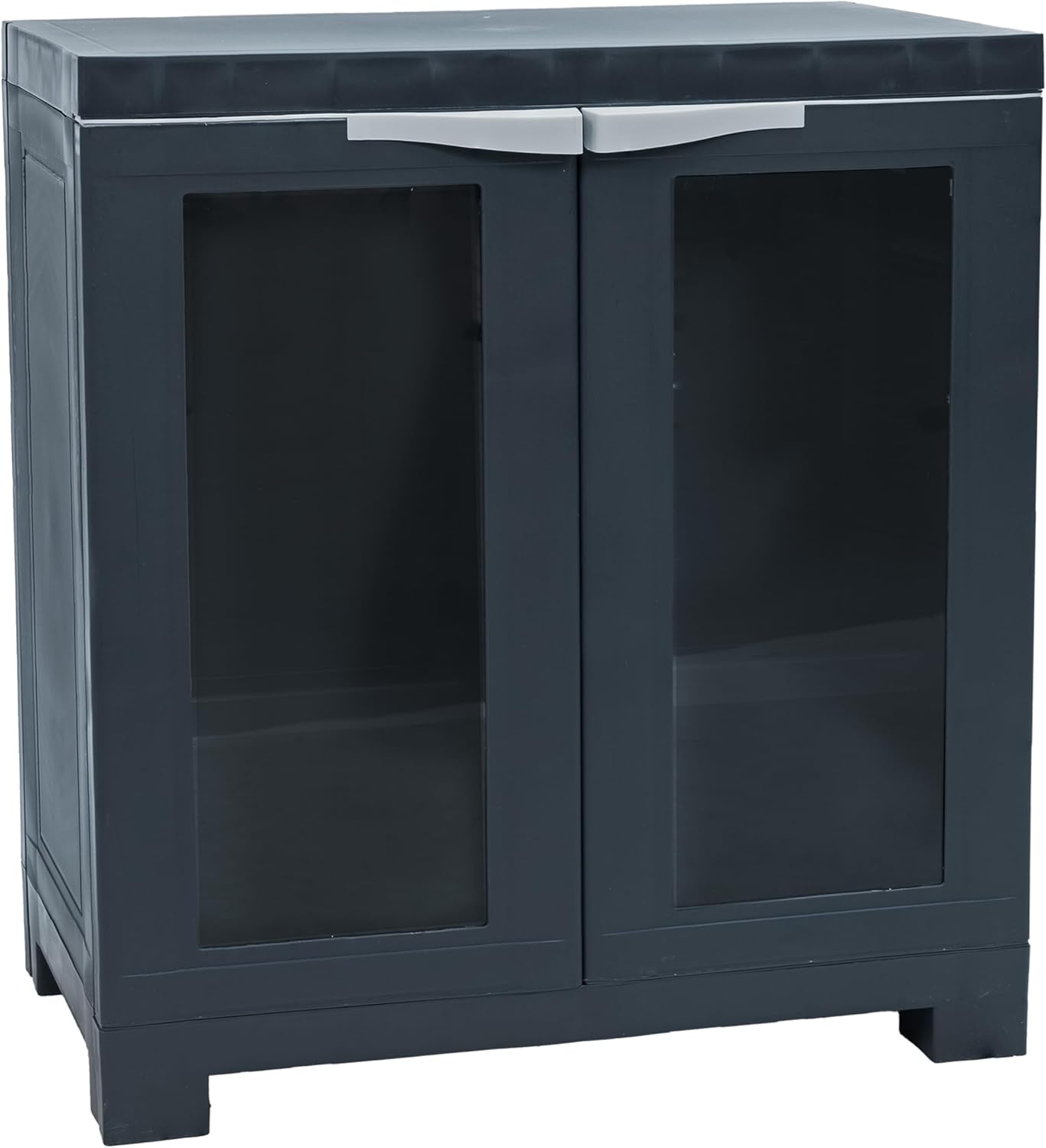 Sunnydaze 48.75" H Resin Garage Storage Cabinet - Garage Cabinet with 4 Acrylic Glass Doors - Freestanding Utility Storage for Laundry Room, Office, Basement - Charcoal