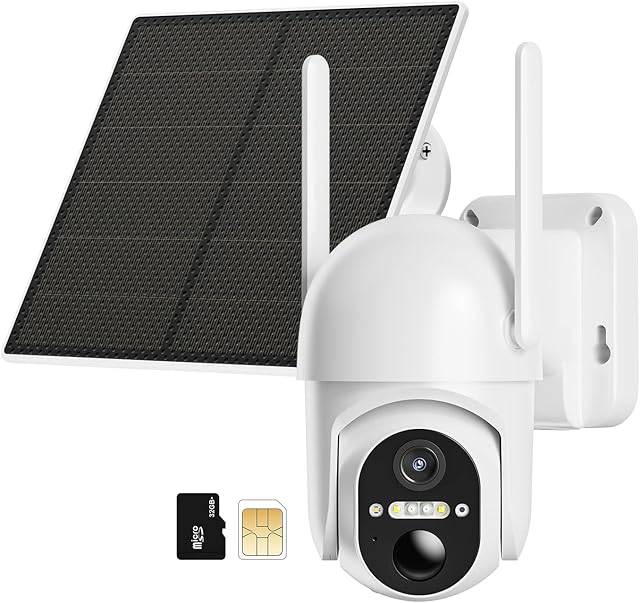 Ebitcam 4G LTE Cellular Security Camera Includes SD&SIM Card (Verizon/AT&T/T-Mobile), Works Without WiFi, Solar Powered, 2K Live Video&Playback, 360° Full Cover, Color Night Vision, Motion&Siren Alert