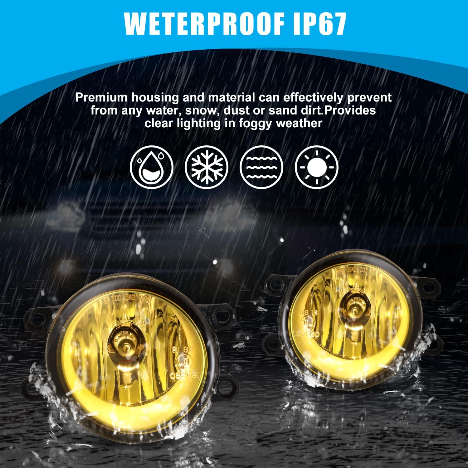 CPW Fog Lights Compatible with 2008-2010 Avalon/Highlander 2007-2014 Camry 2009-2013 Corolla 2009-2014 Matrix 2009-2012 Venza 2006-2007 Yaris 2006-2012 RAV4 2007-2008 Solara Yellow Lens