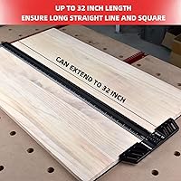 Vista 6 de Woodworking T-Square 32 Inch Aluminum Alloy T Square Ruler 1/32" Hole Scrbing Guides Positioning Scribe Tool Precision Woodworking Ruler Scribing