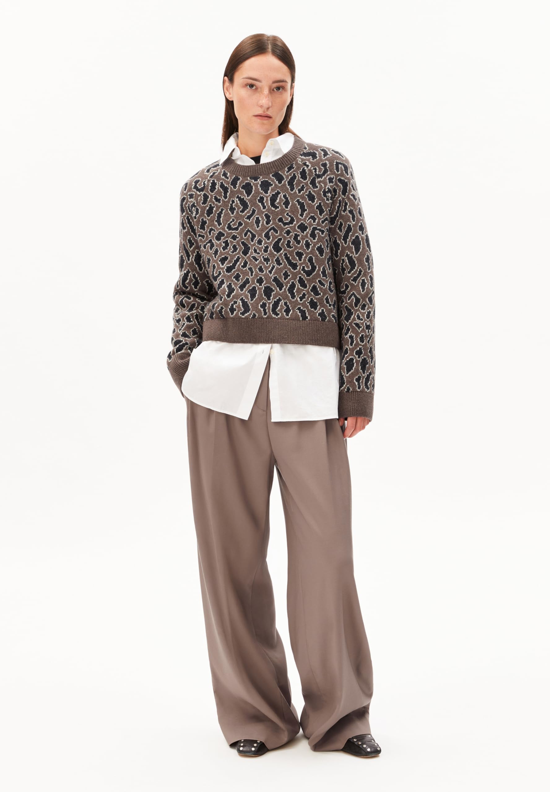 ARMEDANGELS Damen Pullover aus recyclem Bio-Woll Mix DILIRIAA LEOPAA Loose Fit